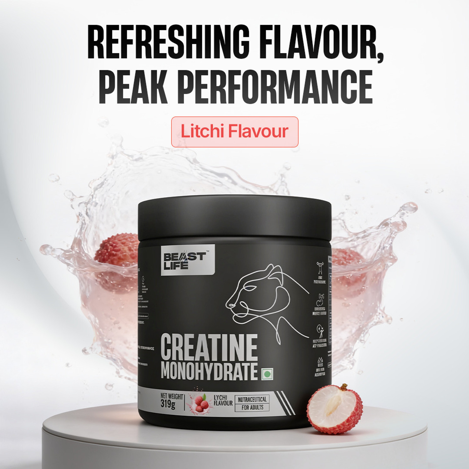 Image of BeastLife Creatine Monohydrate | 86 Servings | NABL Lab Tested | Micronised Creatine Creatine