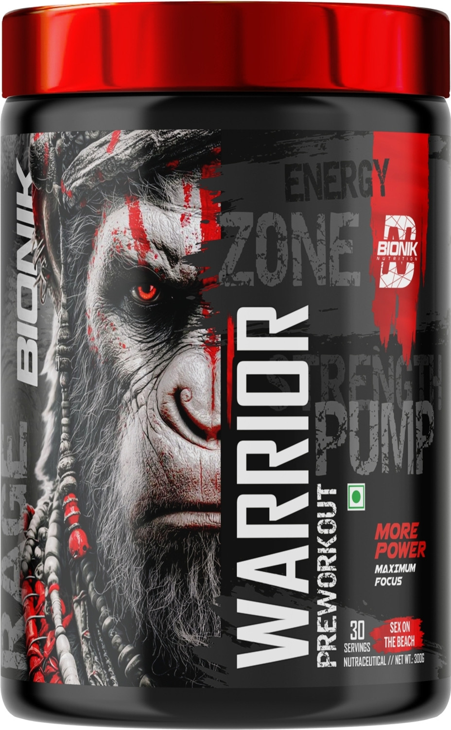 Image of BIONIK NUTRITION Warrior Zone Preworkout |For Pump, Focus, Energy, Strength & Endurance Pre Workout