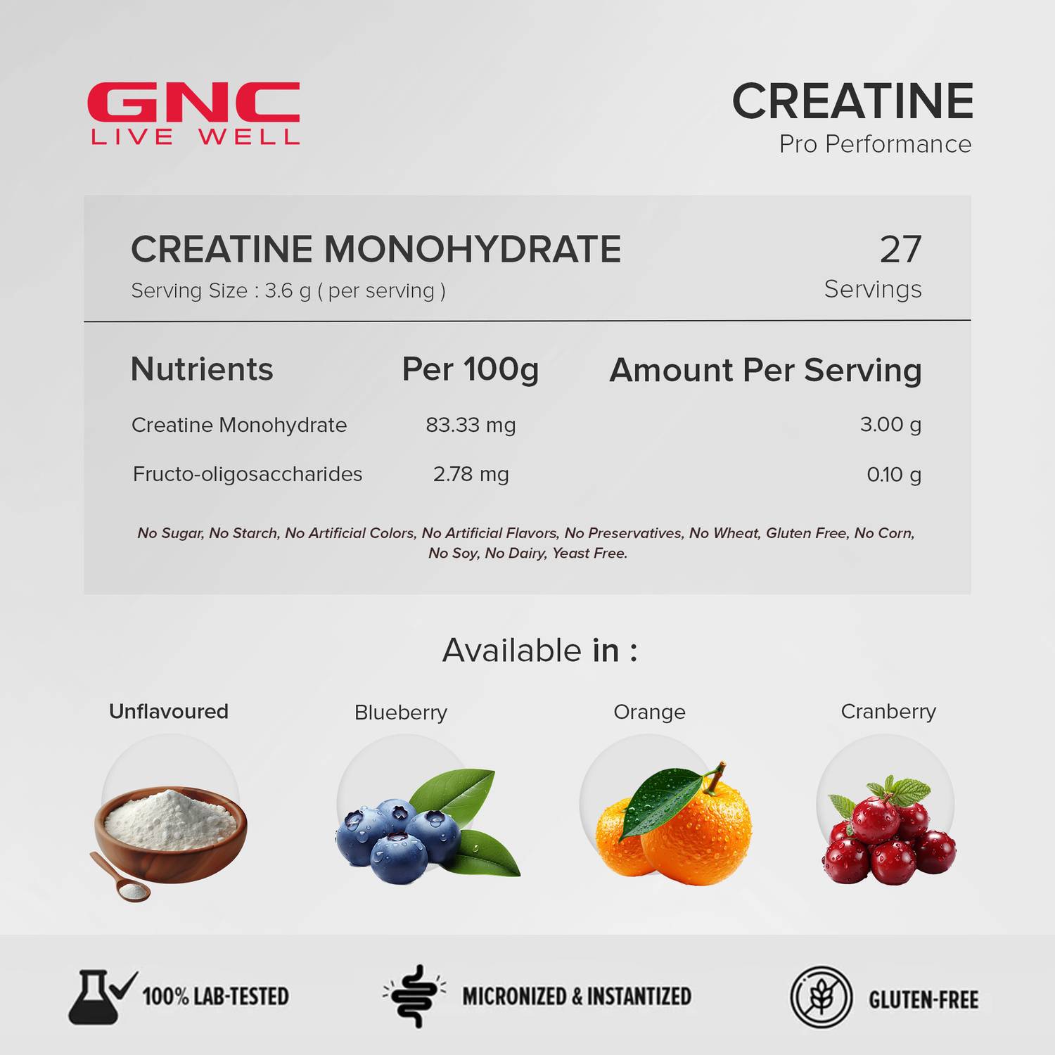 GNC Monohydrate Creatine 100 g - Image 2