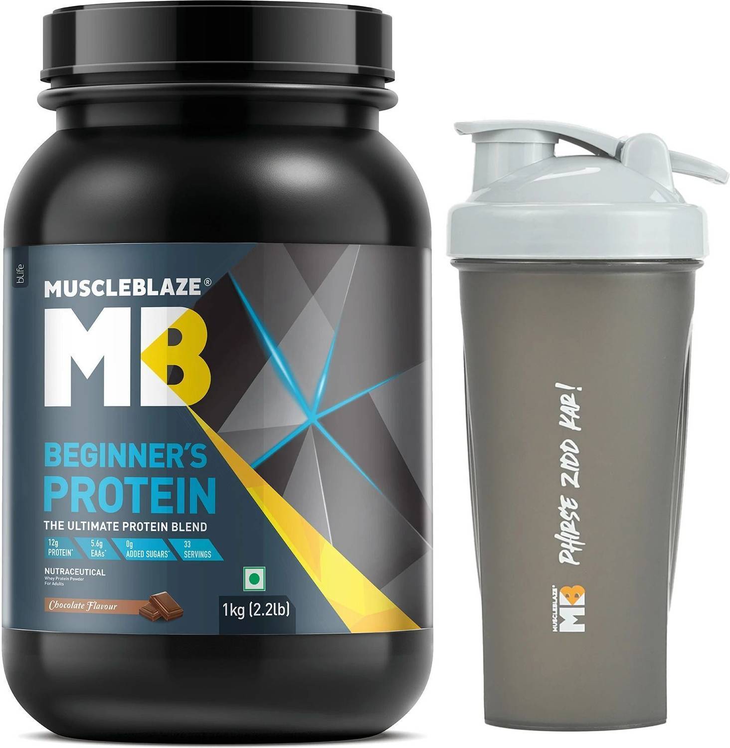 MUSCLEBLAZE Beginner's Whey Protein 1kg with 650ml Shaker
