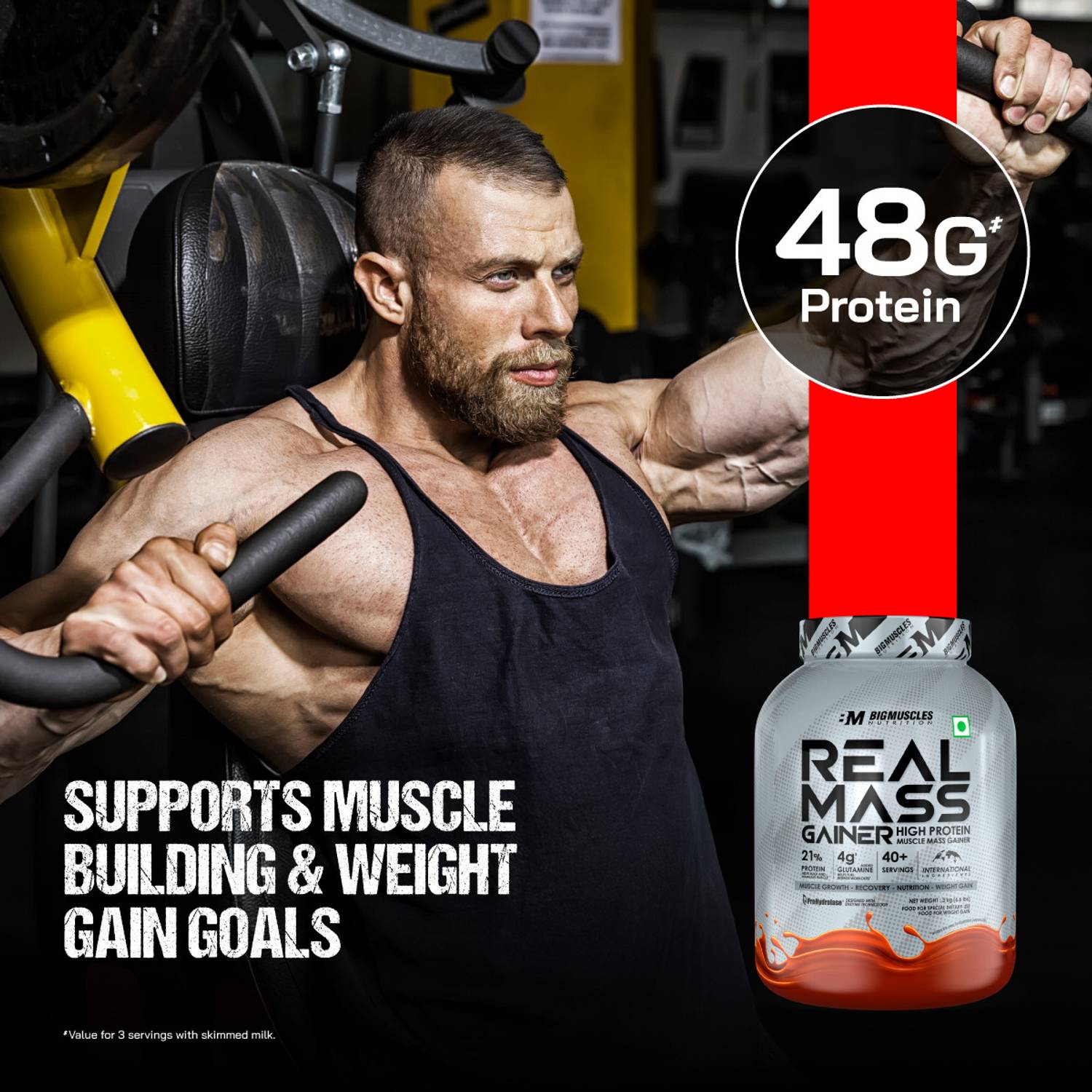 BIGMUSCLES Real Mass Gainer 1kg - Image 3