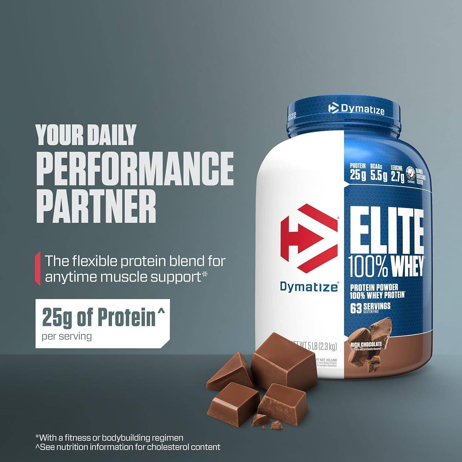 DYMATIZE Elite 100% Whey Protein Rich Chocolate 5LB 2.27 kg - Image 2