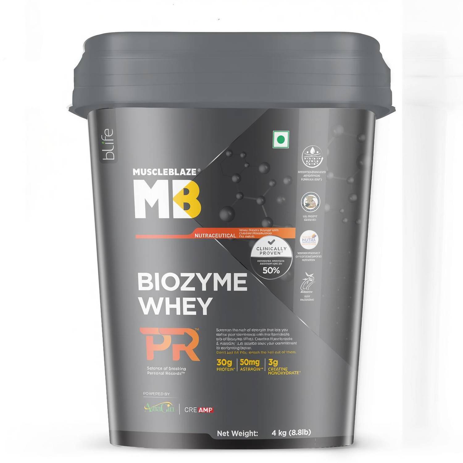 MUSCLEBLAZE Biozyme Whey PR with Creatine Monohydrate & AstraGin - Image 1