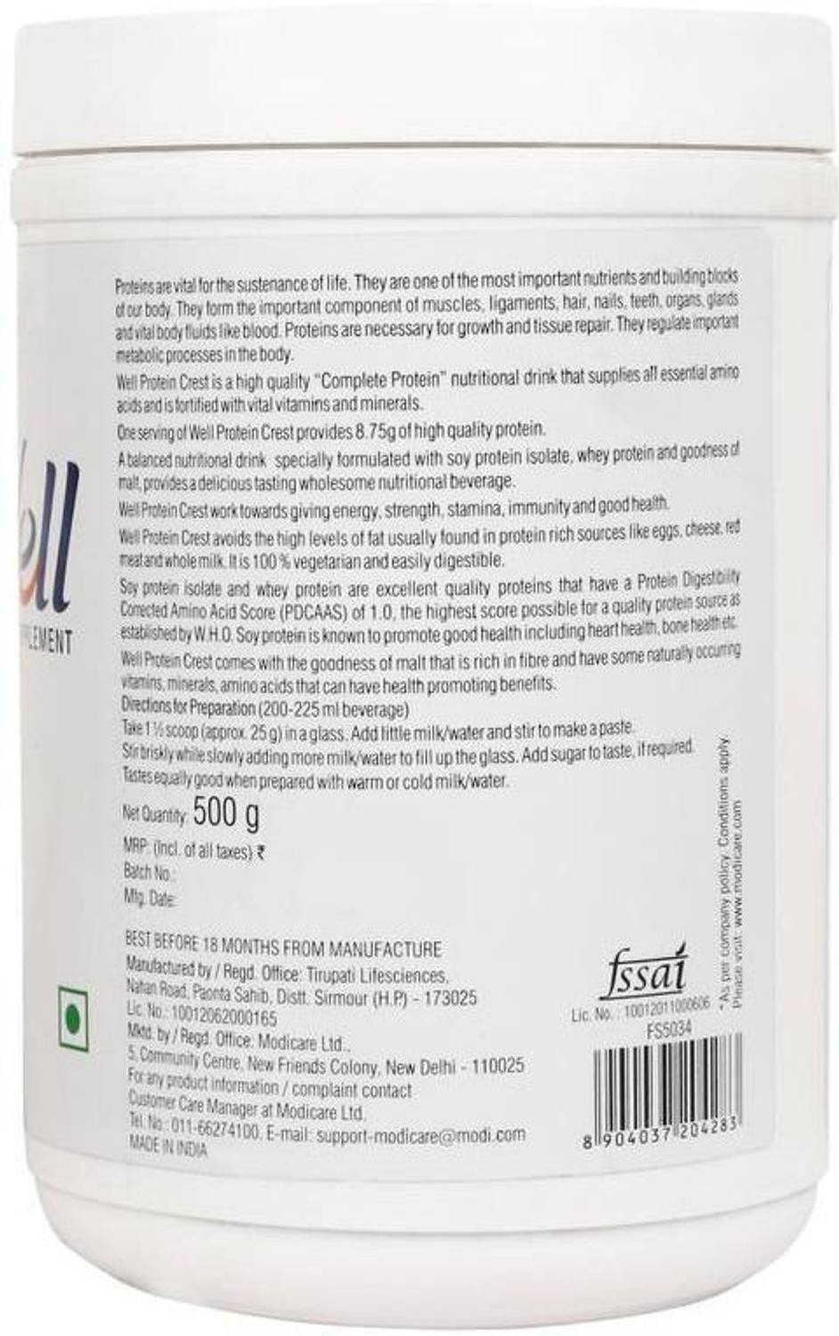 Modicare Well Protein Crest Velvet Chocolate 500g - Image 4