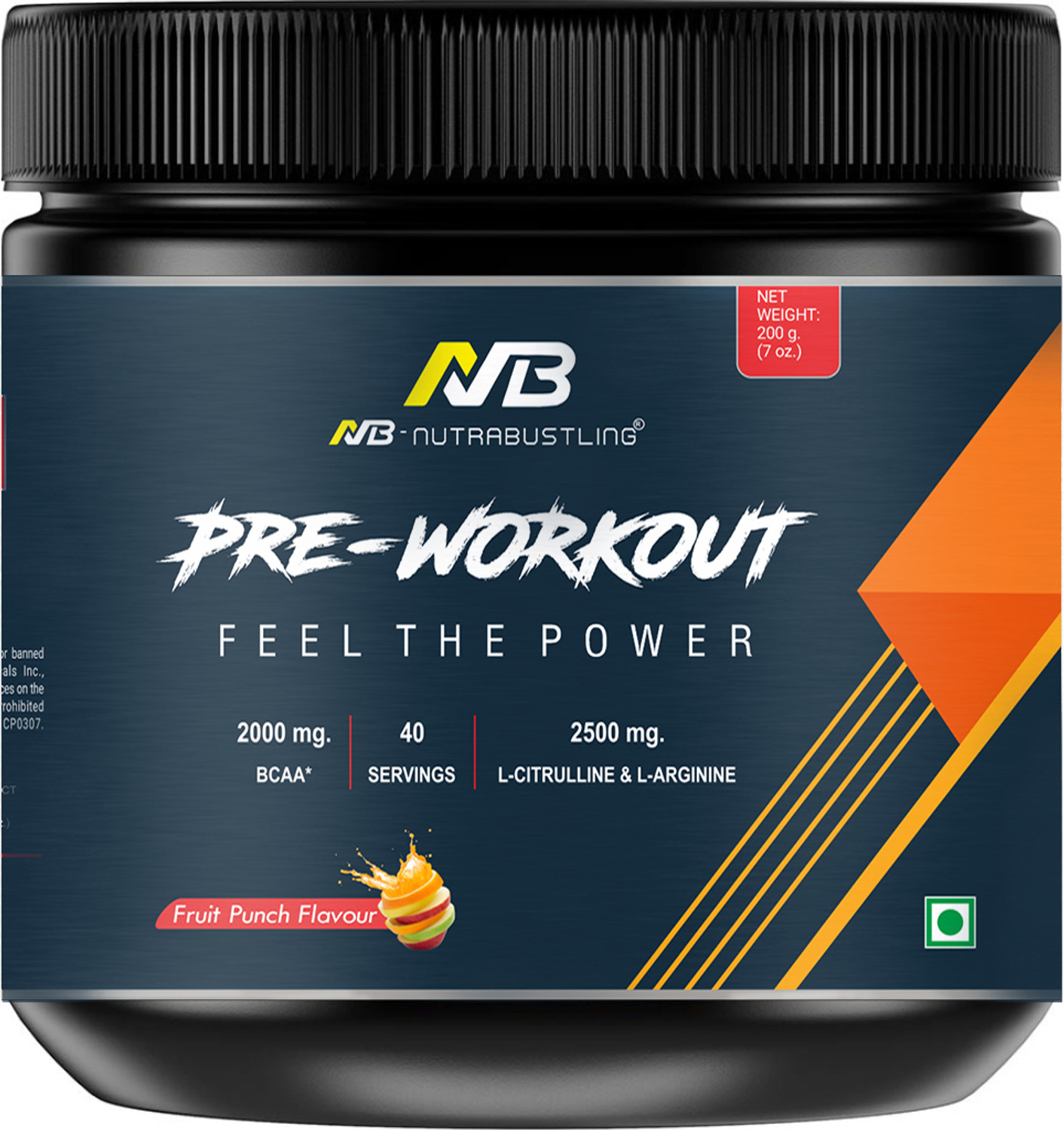 Image of Nutrabustling Pre Workout Supplement for Energy & Muscle Pump| BCAA, L-Citrulline & Caffeine | Pre Workout (200 g, Fruit Punch)