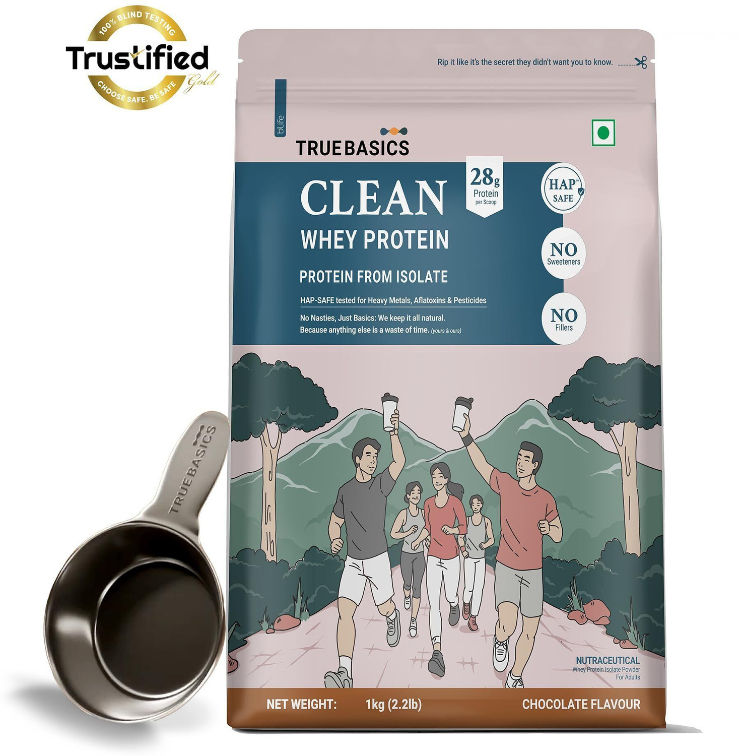Image of TrueBasics Clean Whey 100% Protein Isolate Powder | 28g Protein per Scoop Whey Protein
