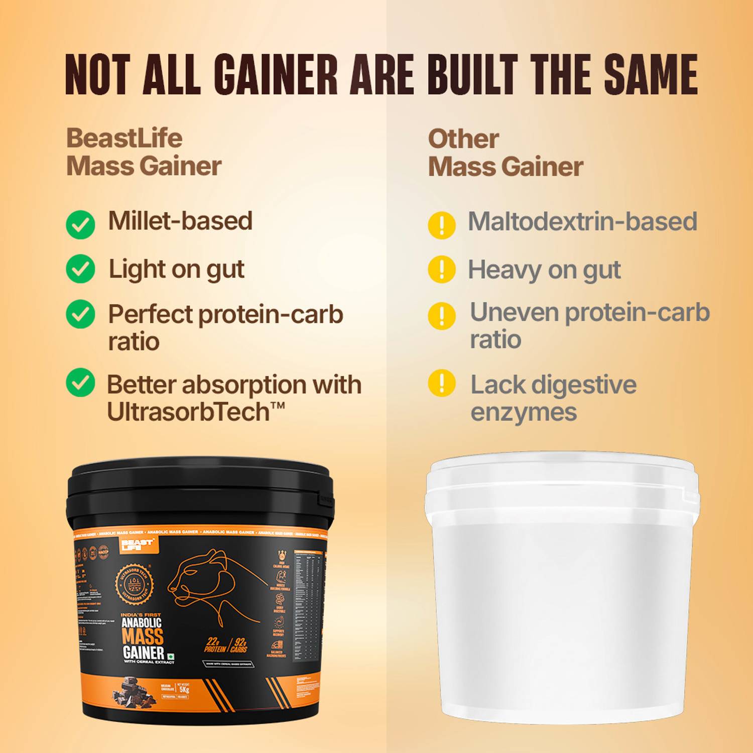 BeastLife High Protein Weight Gainer No Maltodextrin 1kg - Image 3