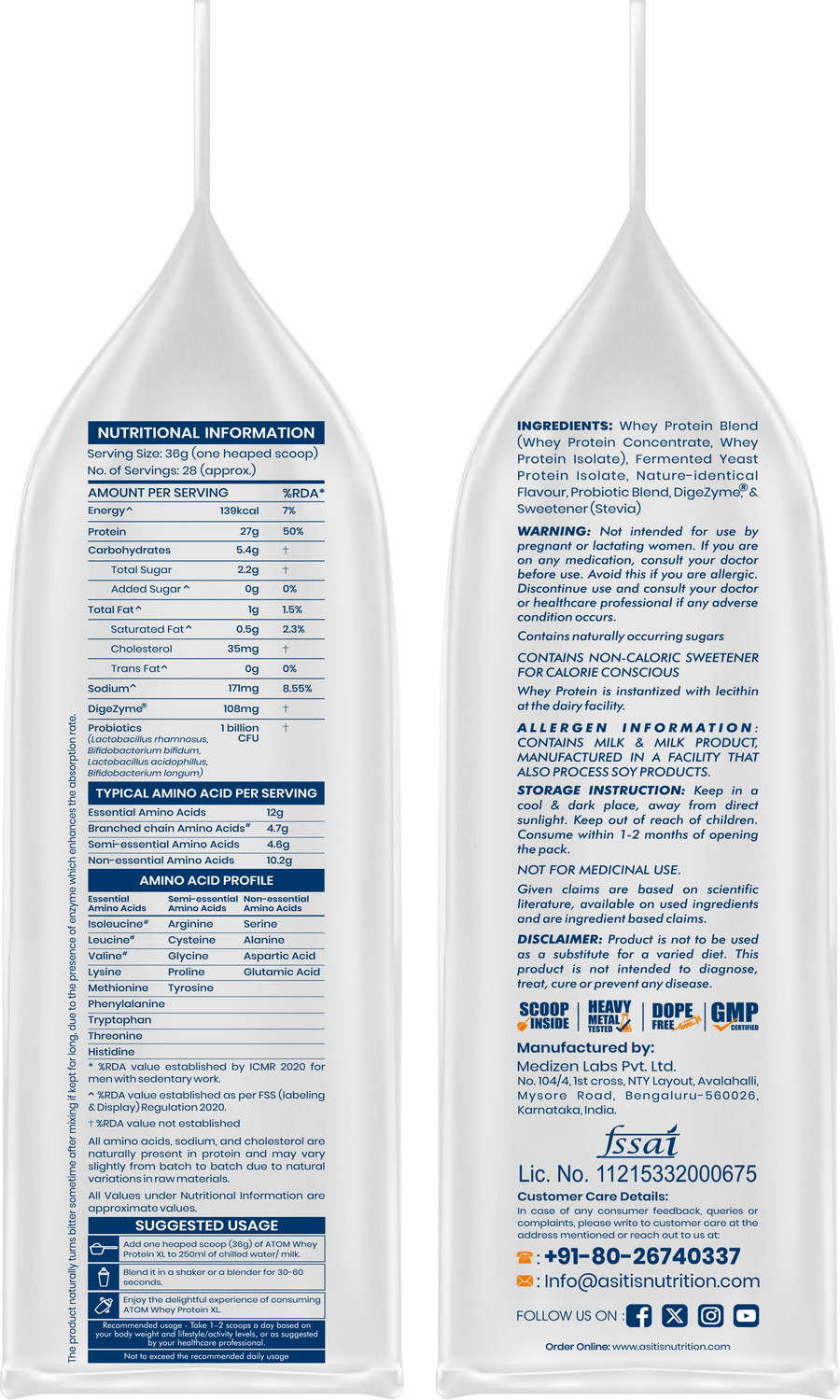 Image of AS-IT-IS Nutrition ATOM Whey Protein XL with Yeast Protein - Supports Recovery & Strength Whey Protein