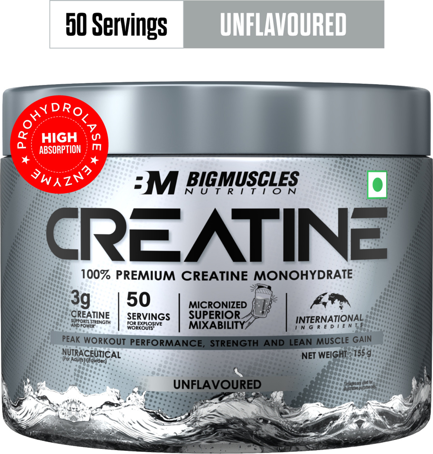 Image of BIGMUSCLES NUTRITION Creatine Monohydrate [50 Servings] | Supports Lean Muscle Building & Recovery Creatine