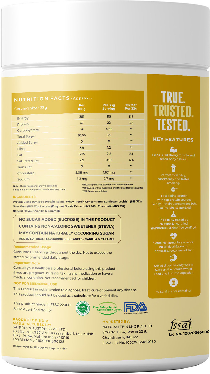 Image of NATURALTEIN Good Prot 1kg Vanilla Caramel | 22g Protein | Natural & Clean Blend Plant-Based Protein