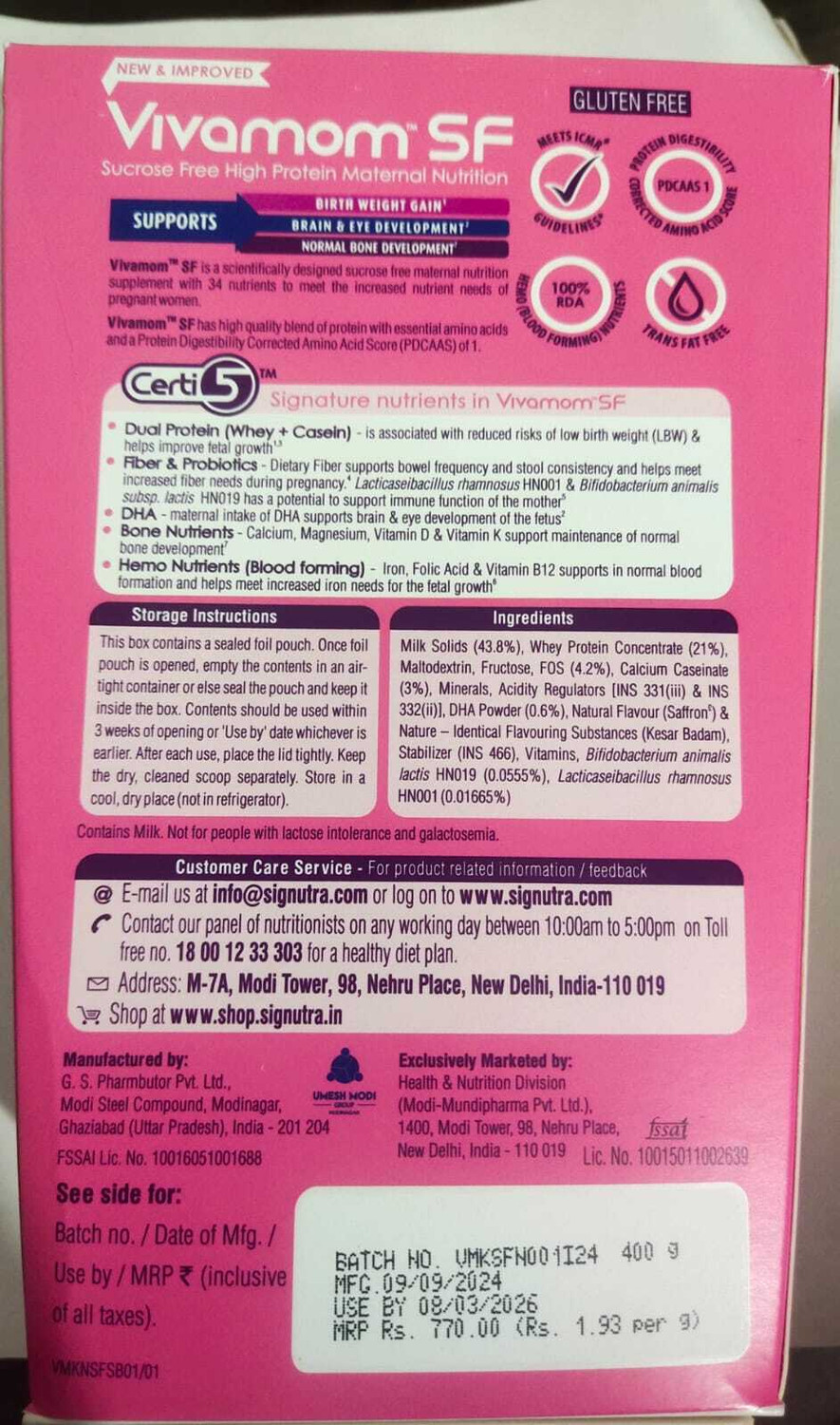 Image of vivamom SF Sucrose Free Maternal Nutrition Supplement Nutrition (400 g, Kesar Badam Whey Protein