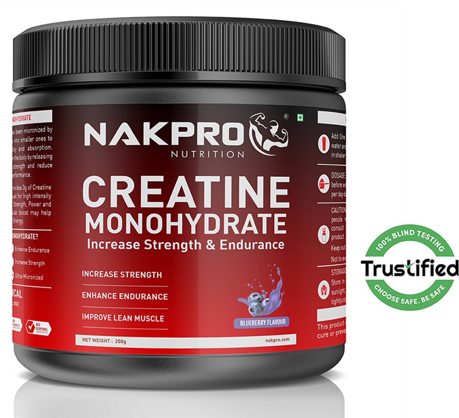Nakpro Micronized Creatine Monohydrate Jar Trustified Certified, Supports Muscle Growth Creatine