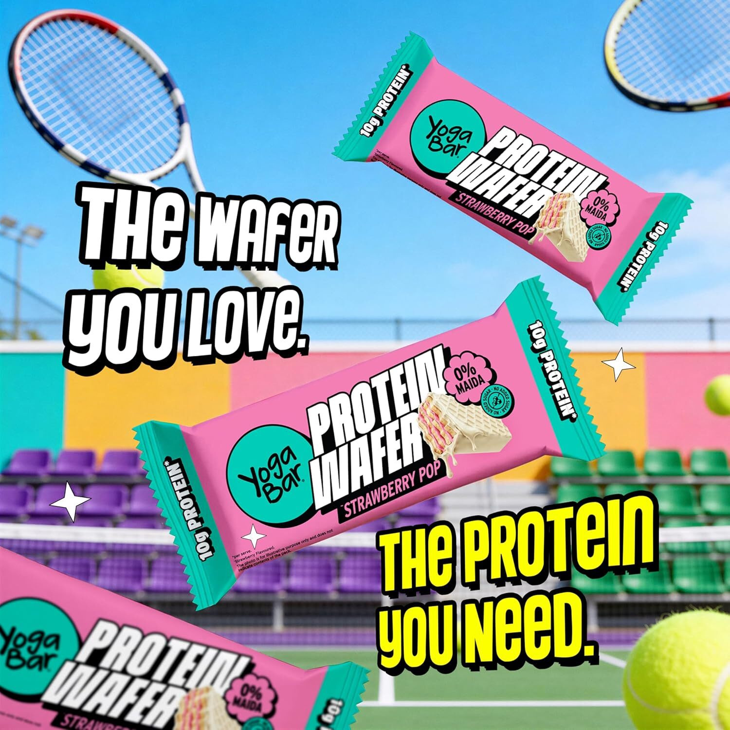 Image of Yogabar 10g Protein Wafer Bars|Strawberry Pop|Goodness of Millets|0% Maida|10 Protein Wafer