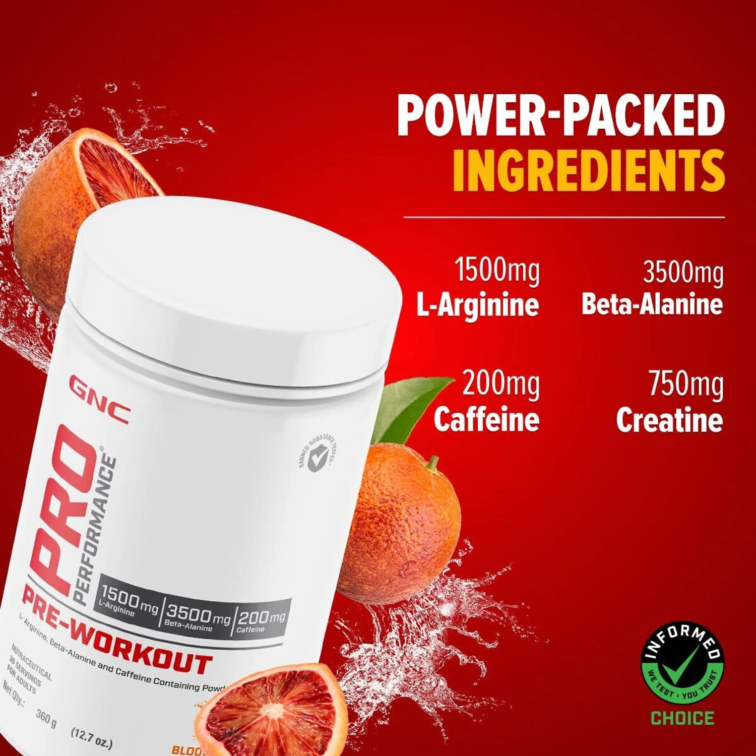 Image of GNC Pro Performance | 360 gm | 30 Servings | Blood Orange Pre Workout (360 g, Blood Orange)