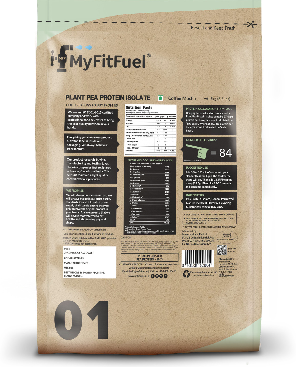 Image of MyFitFuel MFF Soy Protein Isolate Powder 3Kg Choco. Plant-Based Protein