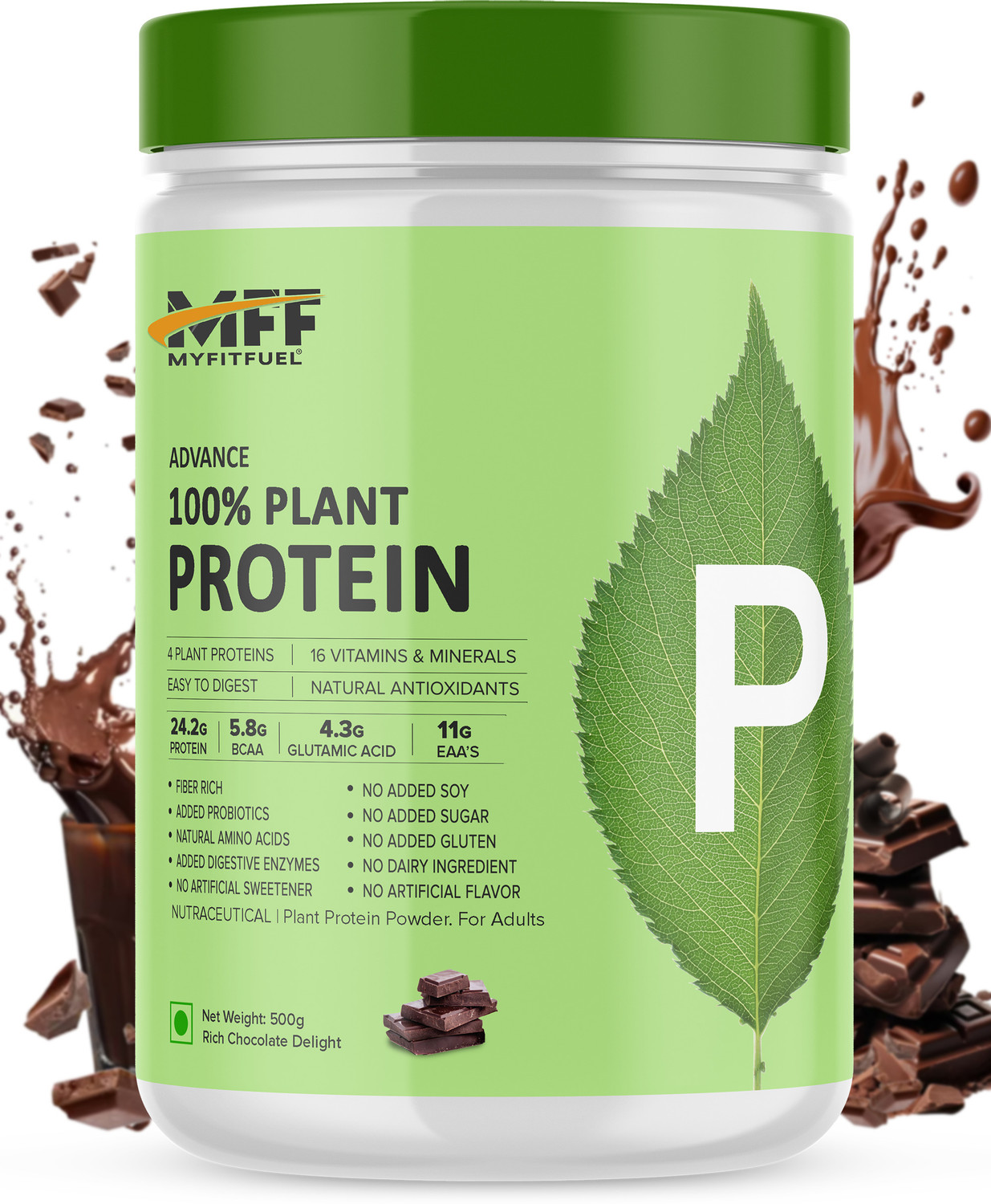 Image of MyFitFuel Advance 100% Plant Protein, 4 Proteins, 16 Vitamins Minerals 500g Rich Chocolate Plant-Based Protein