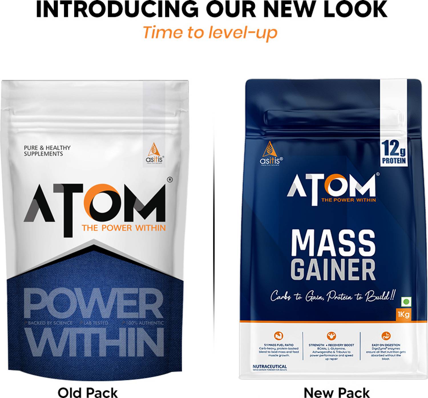 AS-IT-IS ATOM Mass Gainer 1 Kg Banana Flavour - Image 2