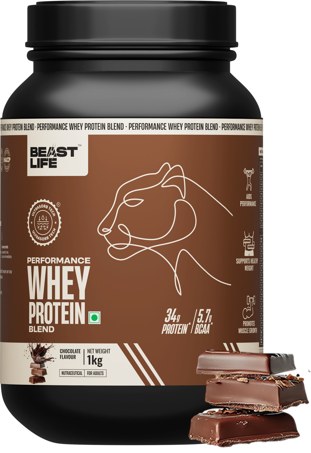 Image of BeastLife Performance Whey Protein Blend | 34g Protein | 5.7g BCAA | Muscle Growth Whey Protein