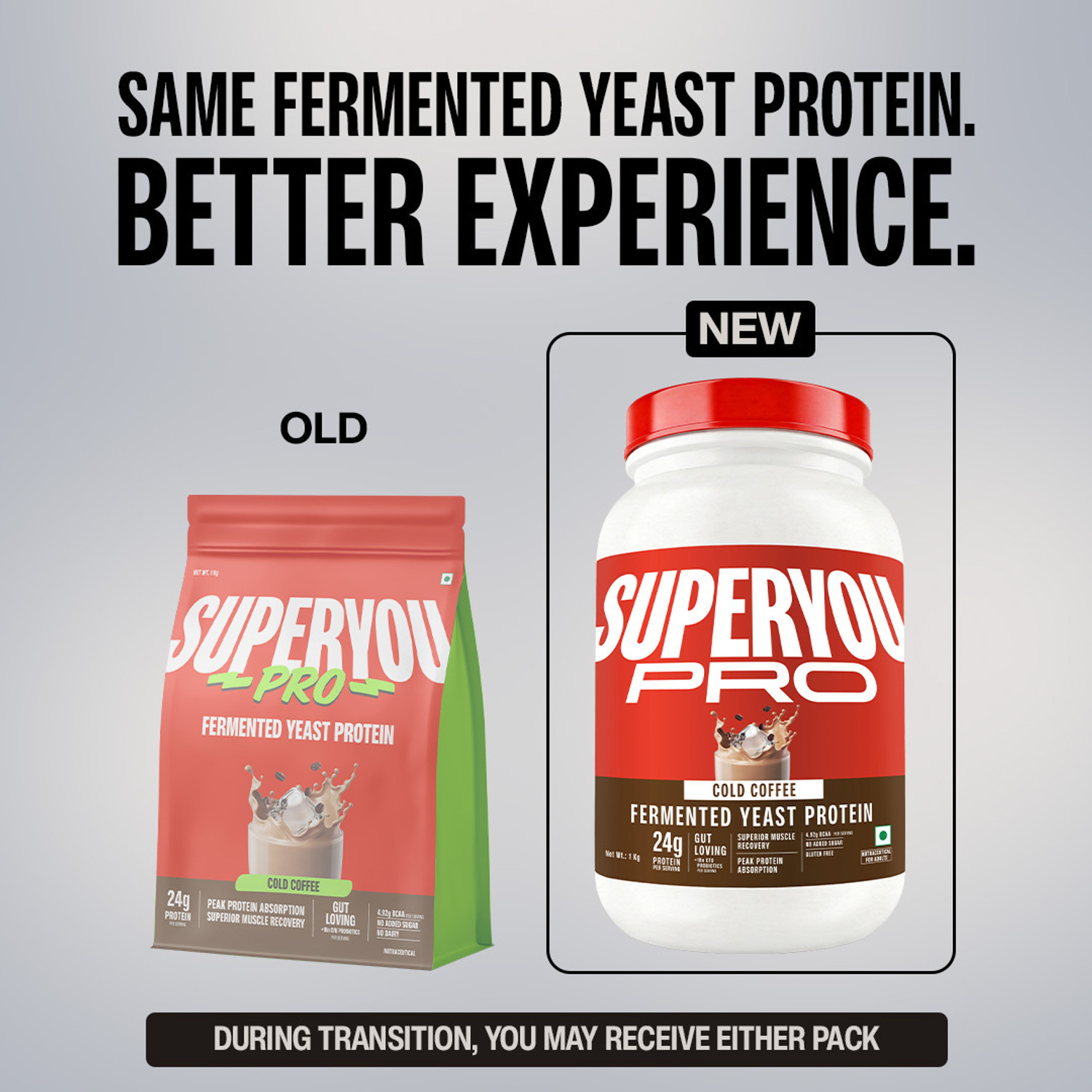 Image of SUPERYOU Pro Fermented Yeast Protein, 24g Protein, Gut Friendly, Superior Muscle Recovery Plant-Based Protein (1 kg, Coffee)