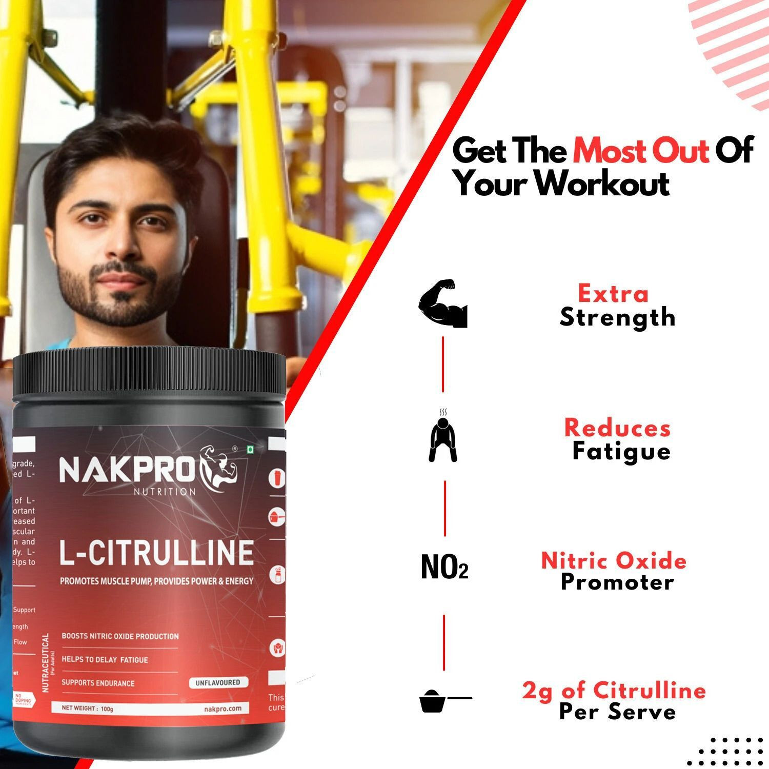 Image of Nakpro Pure L-Citrulline Powder Jar, Boosts Nitric Oxide | Muscle Strength & Endurance EAA (Essential Amino Acids)