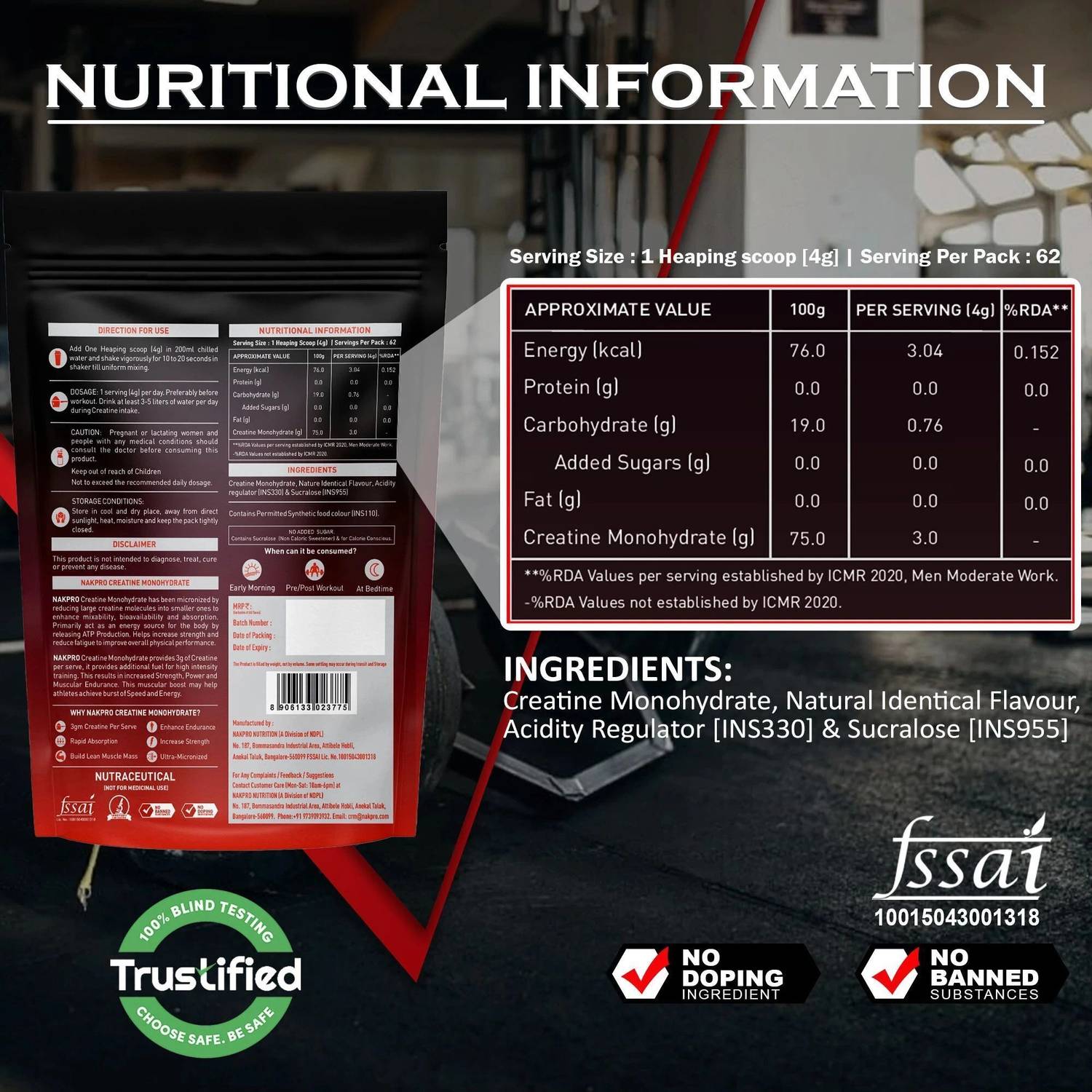 Nakpro Micronized Creatine Monohydrate - Image 3