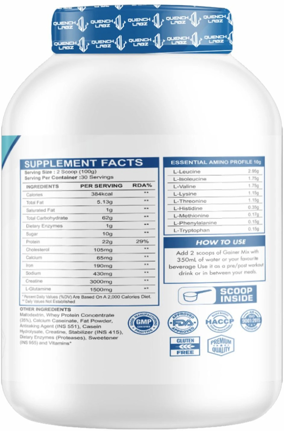 Image of QUENCHLABZ Mass Gainer | High-Calorie Protein Supplement for Weight Gain| Weight Gainers /Mass Gainers
