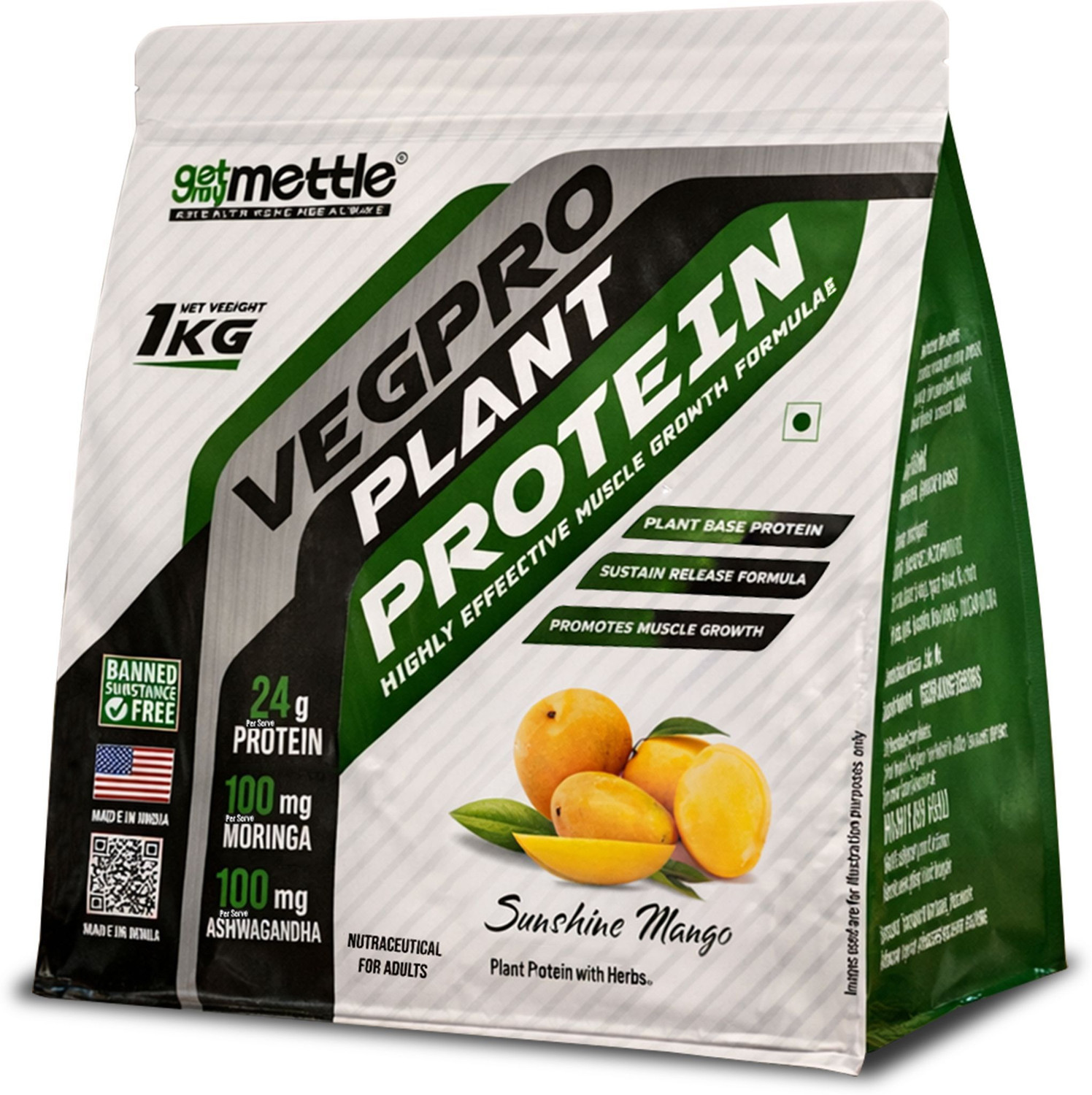 Image of getmymettle Vegpro Vegan Protein Pure Isolate , Low Carbs, Pea Protein | Gluten Free Plant-Based Protein