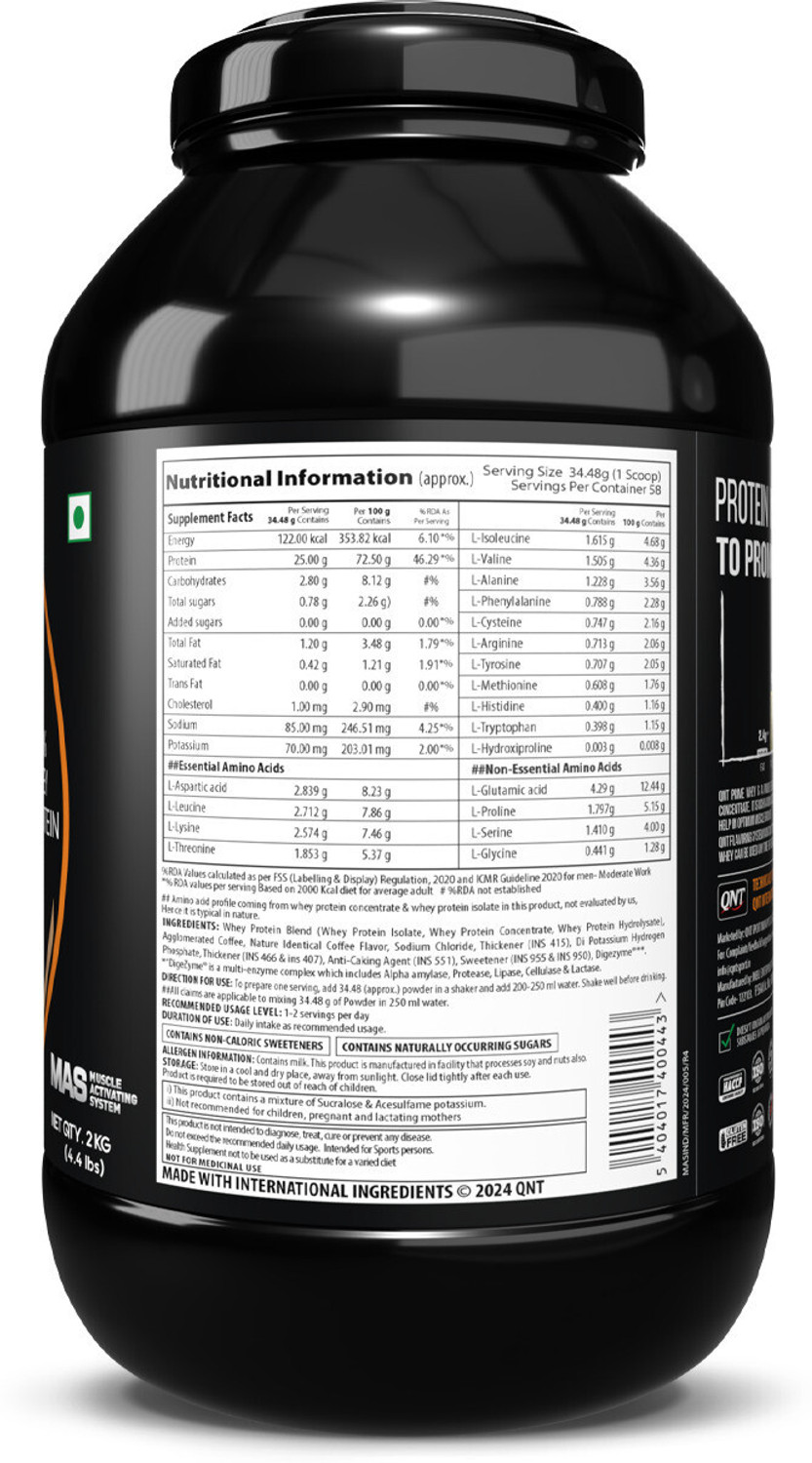 Image of QNT Prime Whey, 100% Whey Protein with whey Isolate, 2kg, Coffee Whey Protein