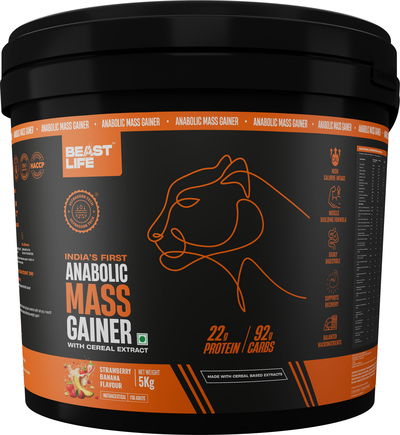 Image of BeastLife High Protein Weight Gainer - No Maltodextrin | Cereal Based Extract Weight Gainers /Mass Gainers