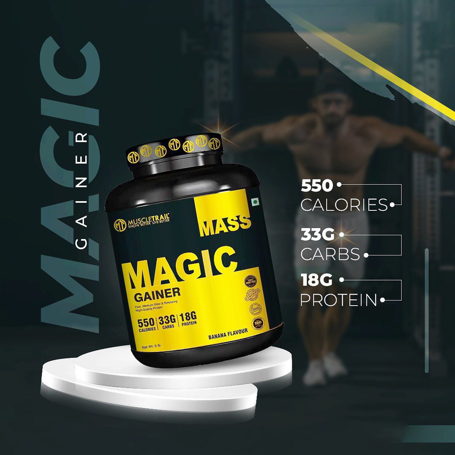 Image of Muscle Trail |550 Calories, 33g Carbs, 18g Protein| Magic Weight Gainers /Mass Gainers