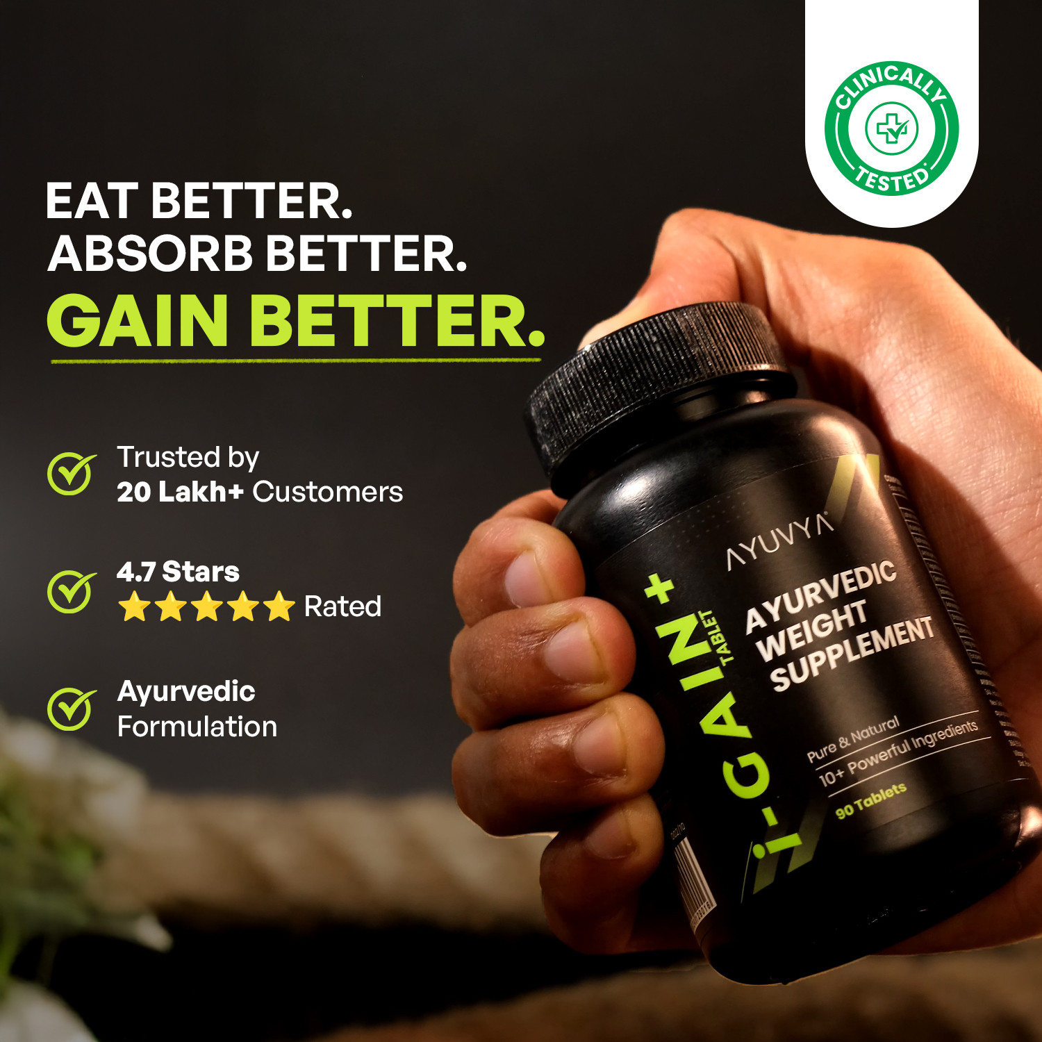 Image of Ayuvya i-GAIN+, Clinically Proven Ayurvedic Weight Gainer Combo Improve Digestion