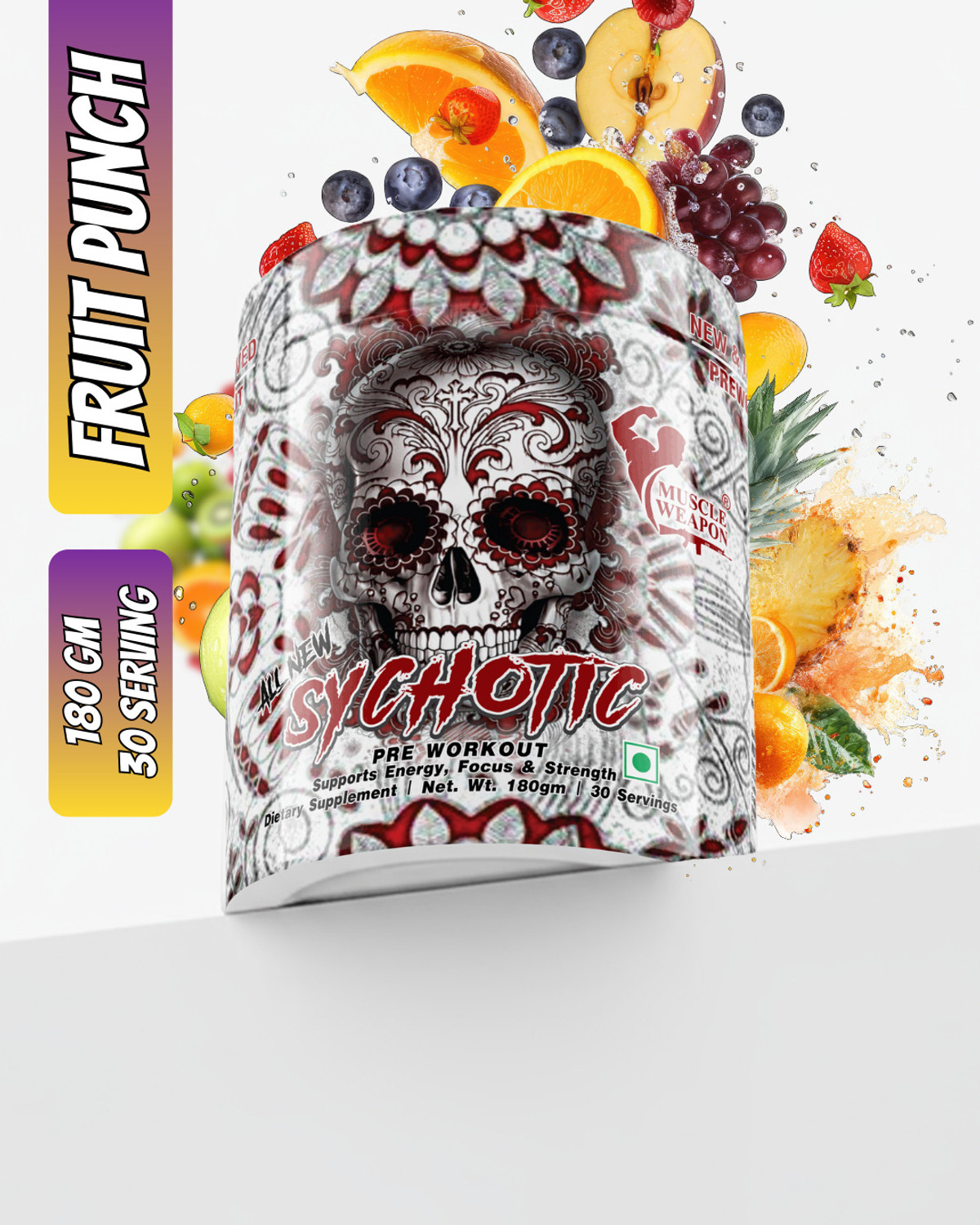 Image of Muscle Weapon Sychotic Preworkout Supplements, 30 Servings, Energy, Focus, Pump, Power Pre Workout