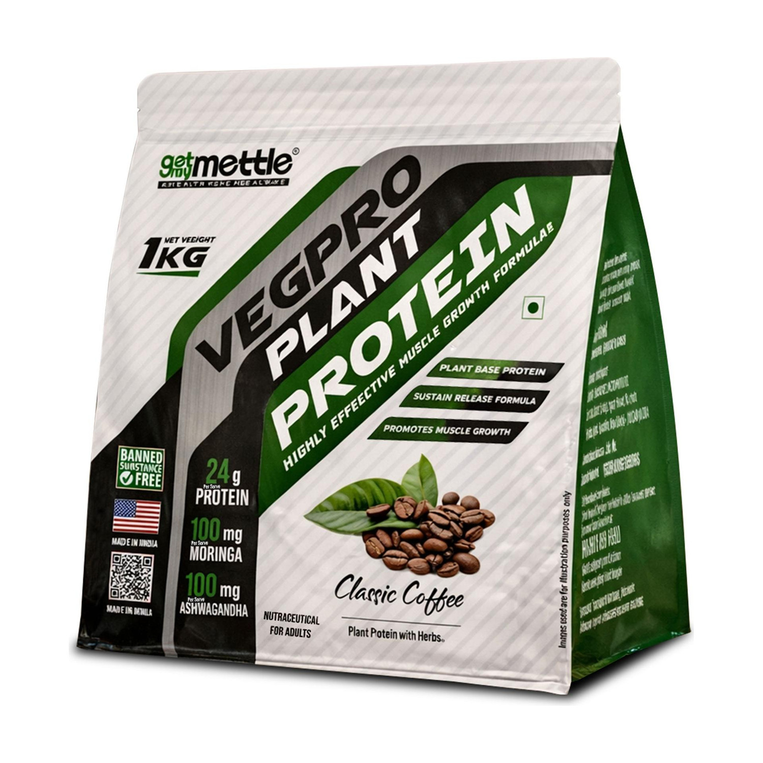 Image of getmymettle Vegpro Vegan Protein Pure Isolate , Low Carbs, Pea Protein | Gluten Free Plant-Based Protein