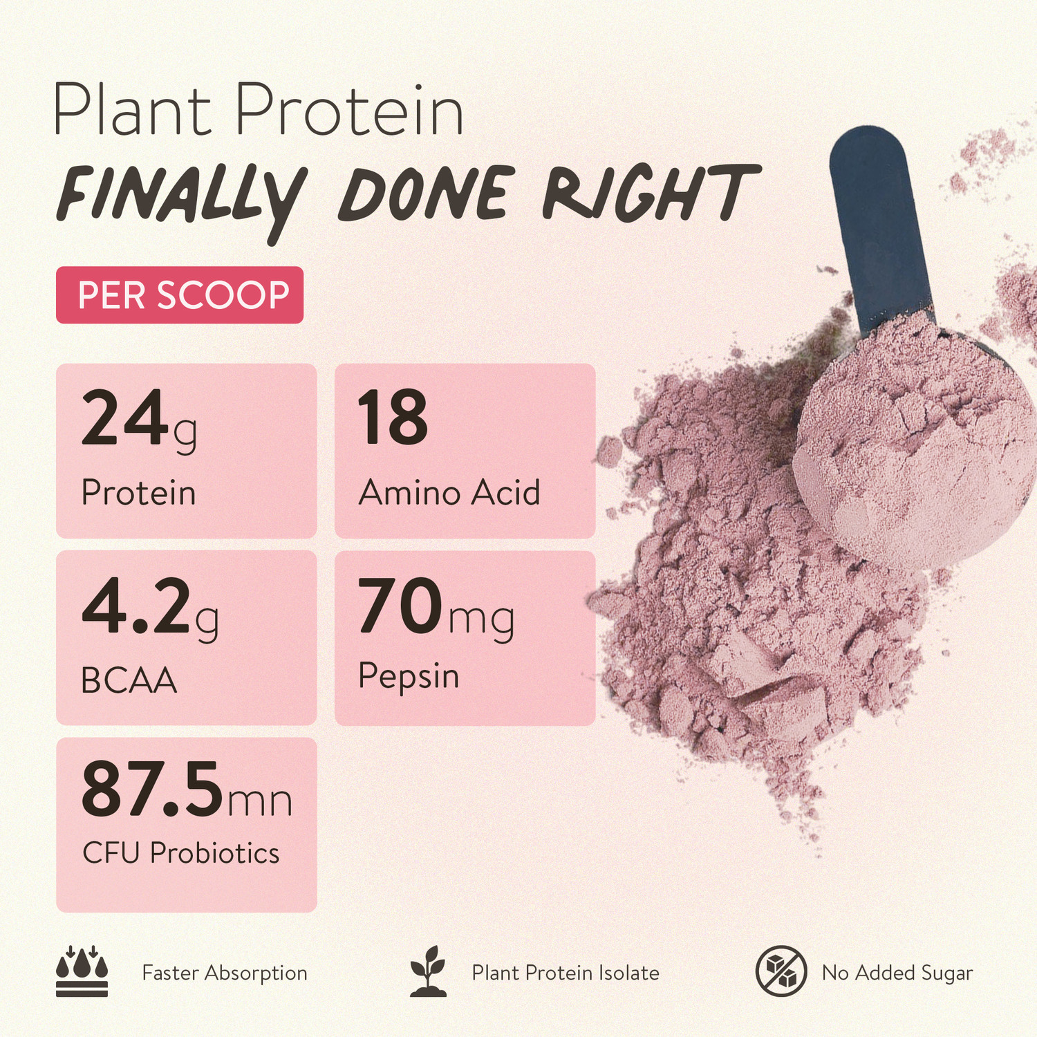 Image of Happy Cultures 24g Strawberry Tastiest Plant Protein|No Gas & Bloating|18 Amino Acid| Vegan Plant-Based Protein