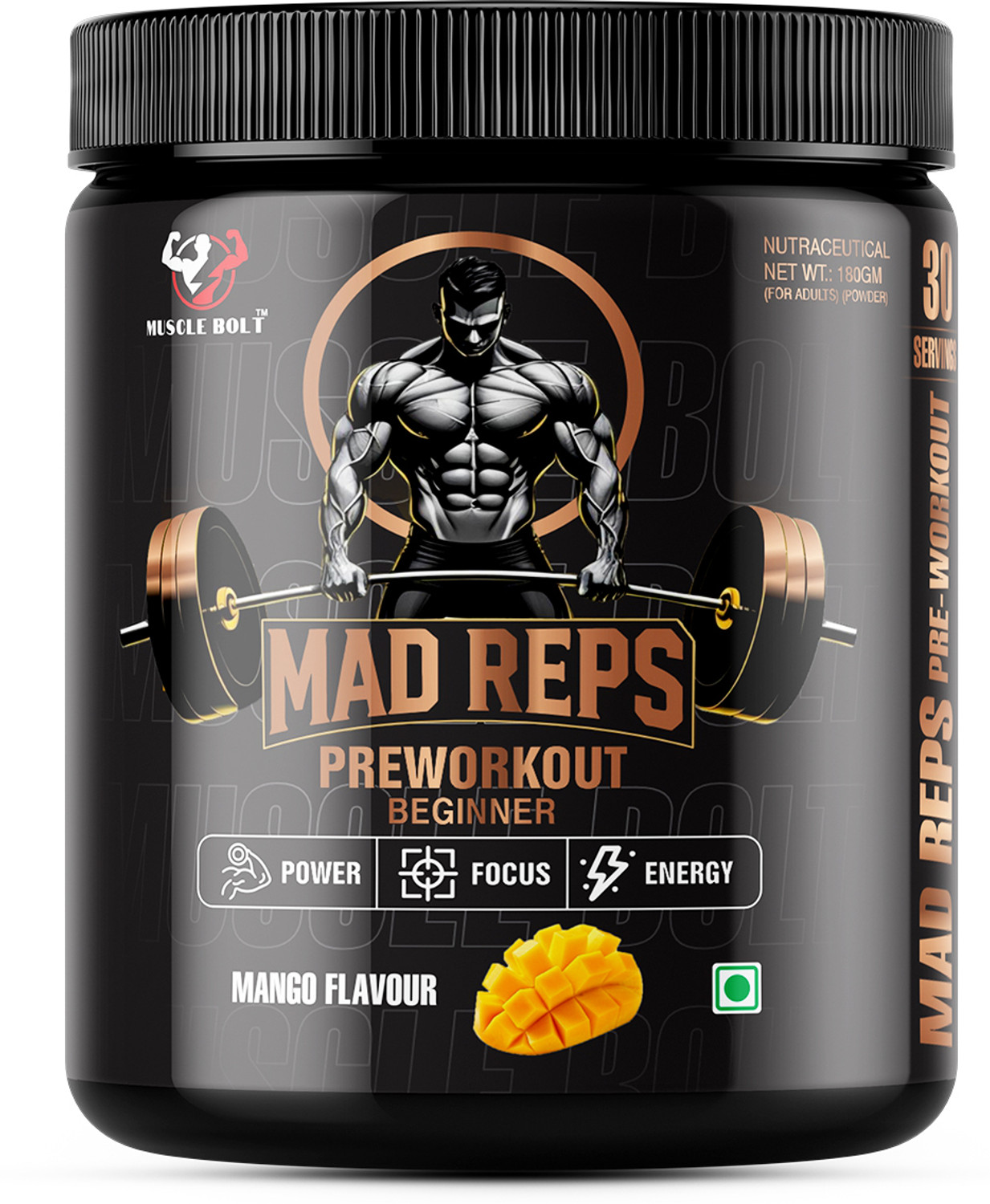 Image of MUSCLEBOLT Beginners Pre-Workout Supplement Creatine Monohydrate,Beta-Alanine,30 Servings Pre Workout