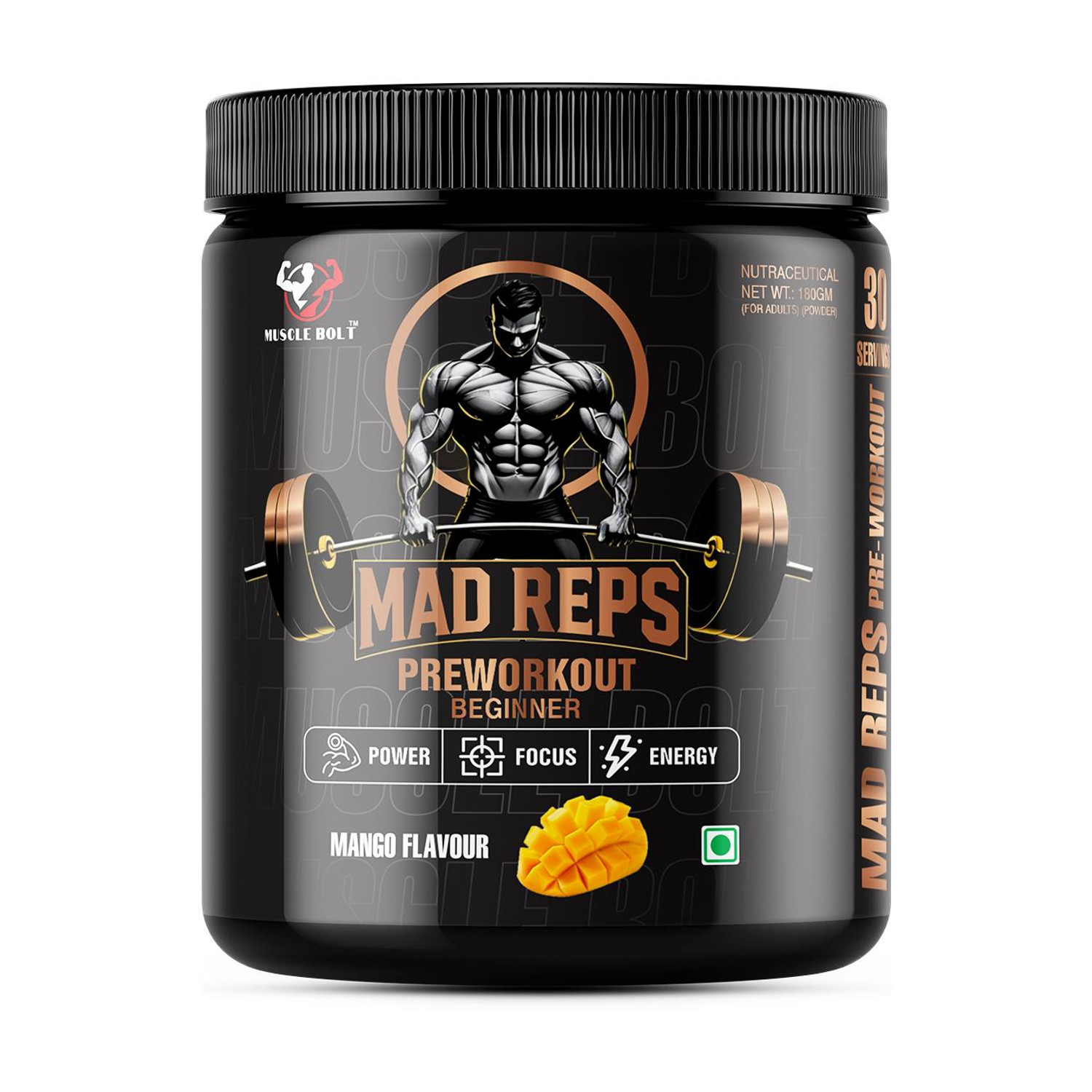 Image of MUSCLEBOLT Beginners Pre-Workout Supplement Creatine Monohydrate,Beta-Alanine,30 Servings Pre Workout
