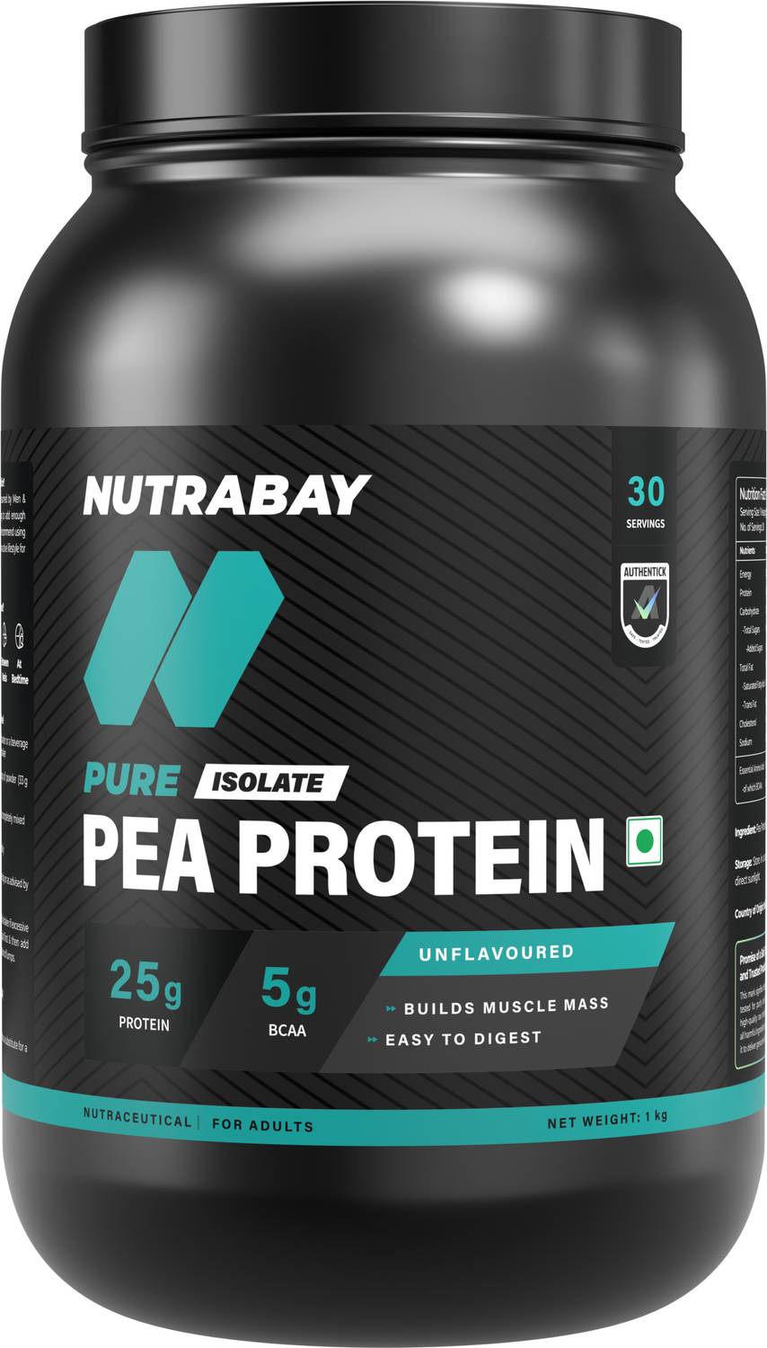 Nutrabay Pure 100% Pea Isolate Plant-Based Protein 1 kg