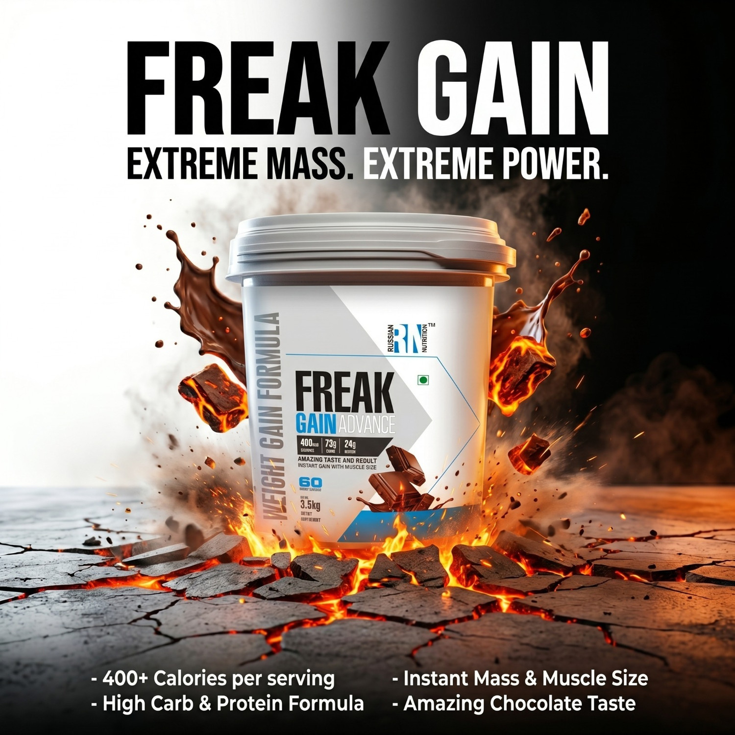 Image of PROTEINFARM FREAK GAIN ADVANCE Weight Gainer | 24g Protein Weight Gainers /Mass Gainers