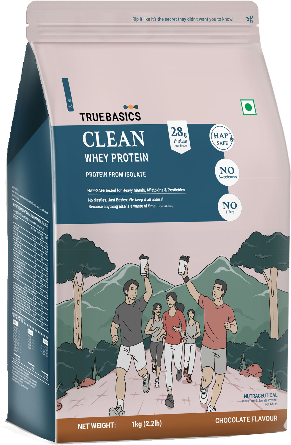 Image of TrueBasics Clean Whey 100% Protein Isolate Powder | 28g Protein per Scoop Whey Protein