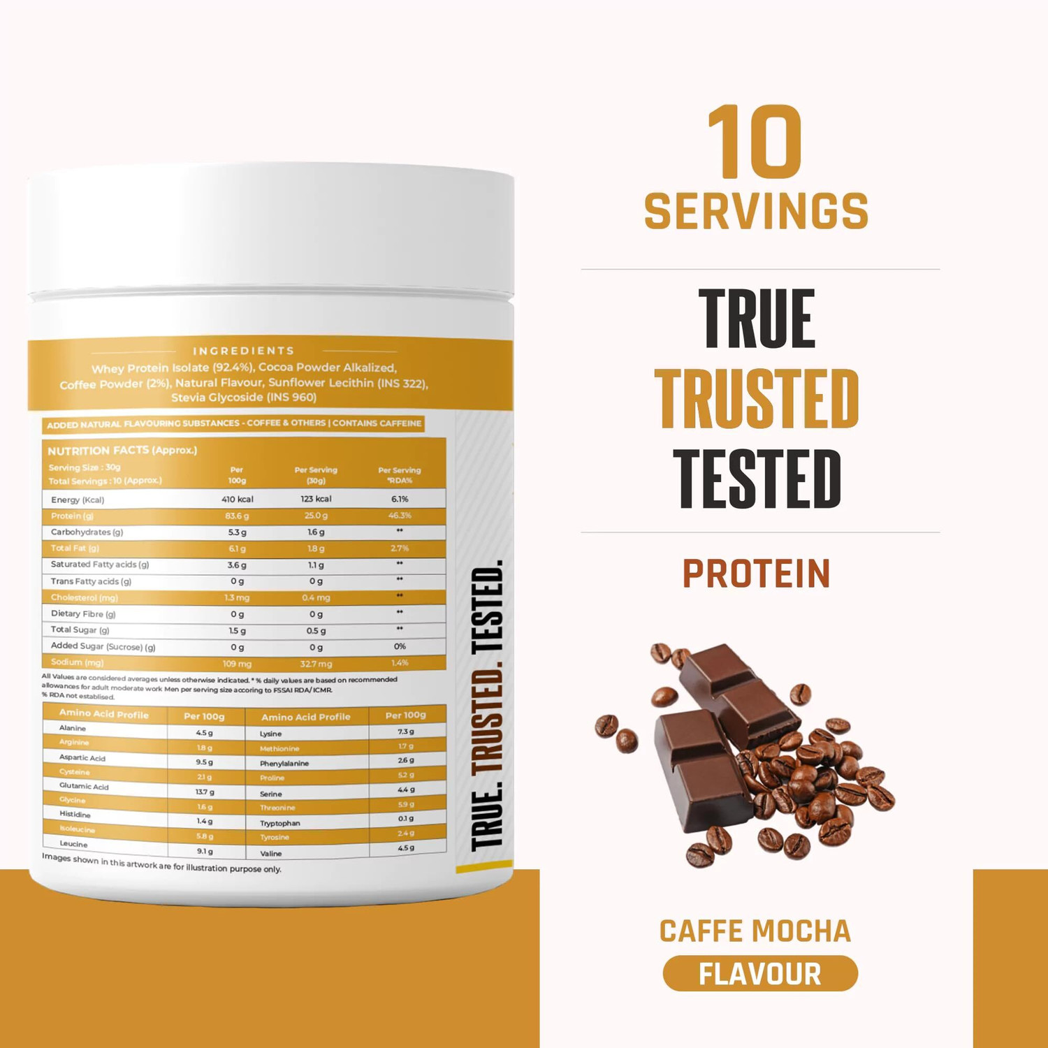 Image of NATURALTEIN Whey Protein Isolate Caffe Mocha Flavour|25 g Protein per Serving|No Added Sugar Whey Protein