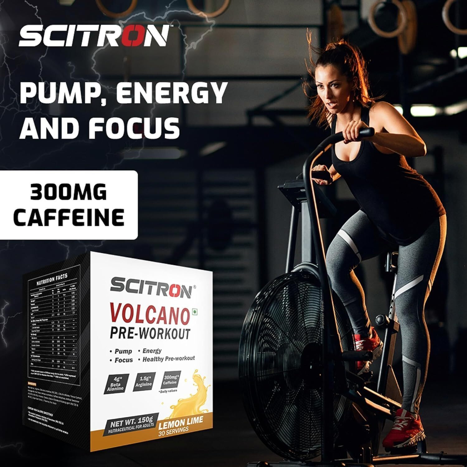 Image of Scitron Volcano Pre-Workout 150 Gm-(Lemon Lime) Pre Workout