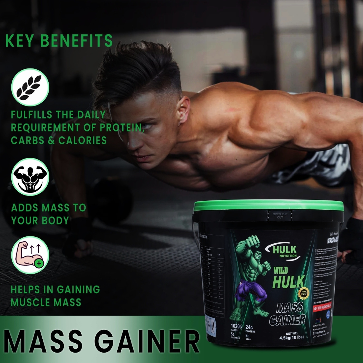 Image of Hulk Nutrition Original Hulk Mass Gainer For Real Mass Gain Weight Gainers /Mass Gainers