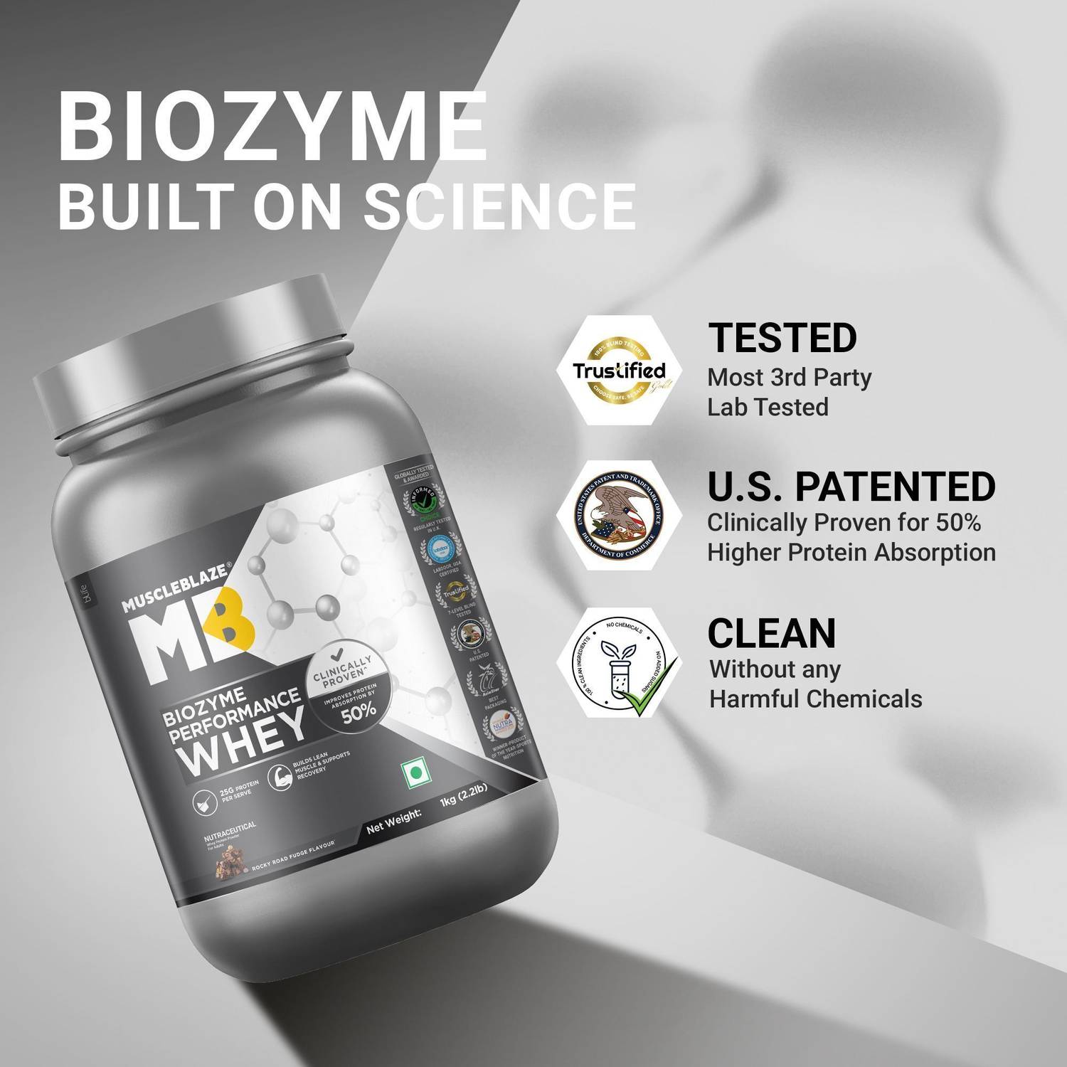 MUSCLEBLAZE Biozyme Performance Whey Protein 25g - Image 3
