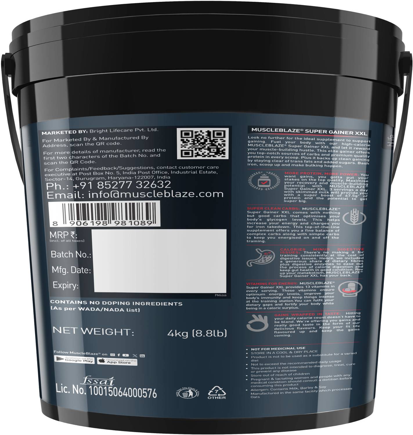 MUSCLEBLAZE Super Gainer XXL 3kg - Image 5