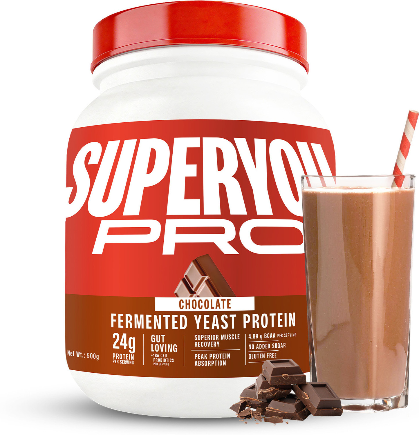 Image of SUPERYOU Pro Fermented Yeast Protein, 24g Protein, Gut Friendly, Superior Muscle Recovery Plant-Based Protein