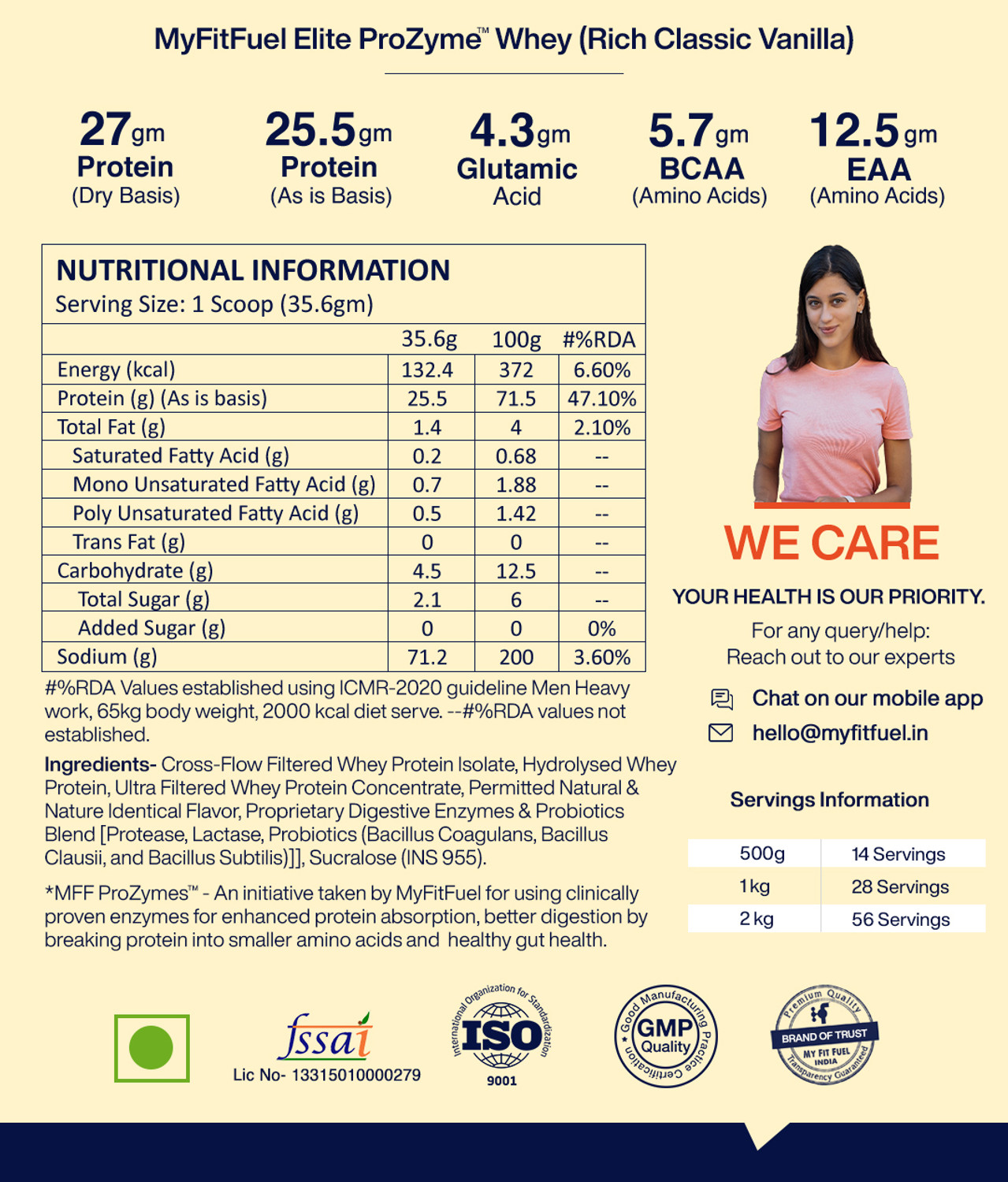 Image of MyFitFuel Elite ProZymes Whey Protein Isolate, Hydrolyzed & More 25.5g Protein, 1KgVanilla Whey Protein