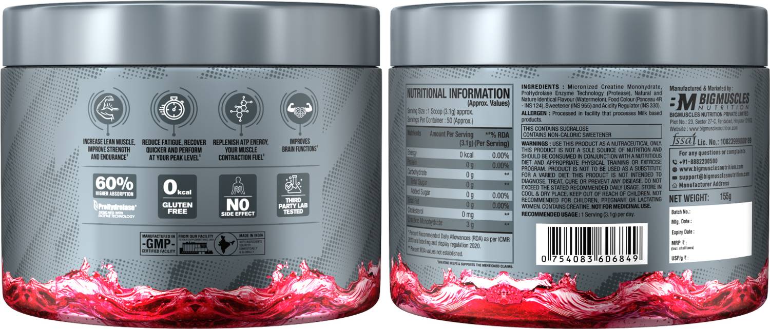 BIGMUSCLES Creatine Monohydrate 50 Servings - Image 2