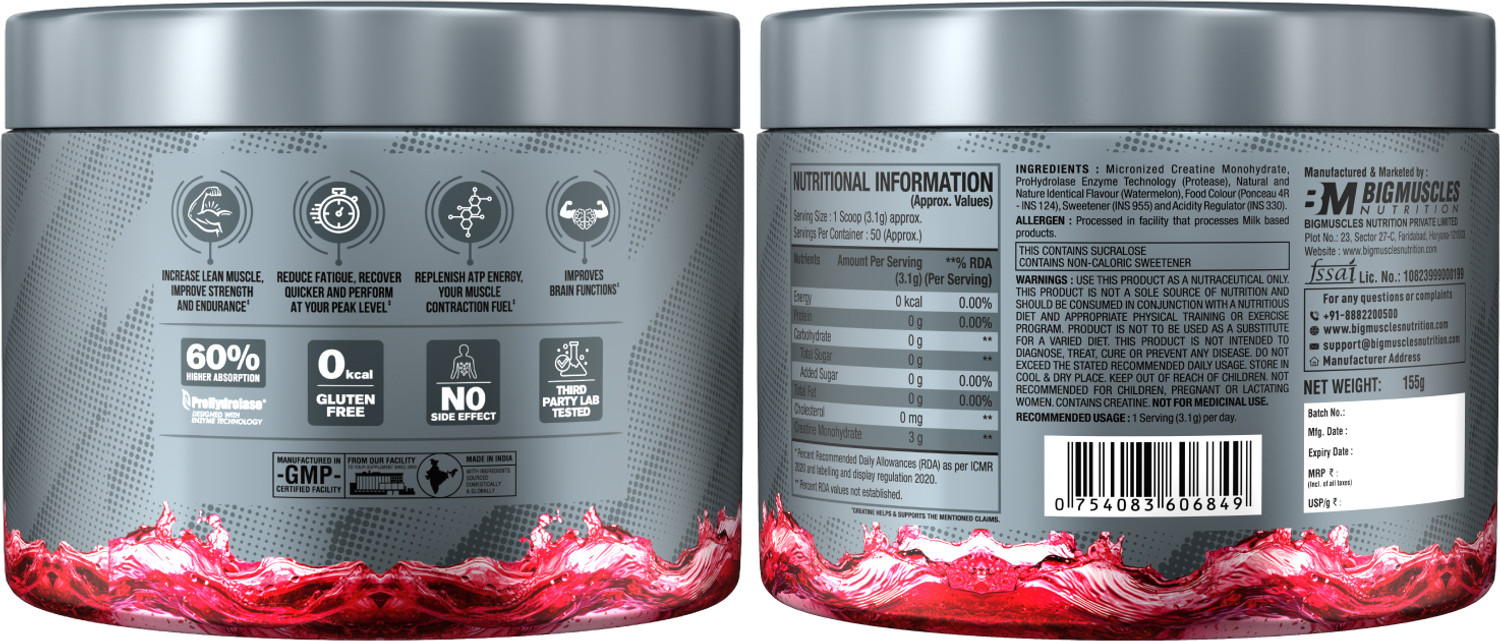 Image of BIGMUSCLES NUTRITION Creatine Monohydrate [50 Servings] | Supports Lean Muscle Building & Recovery Creatine