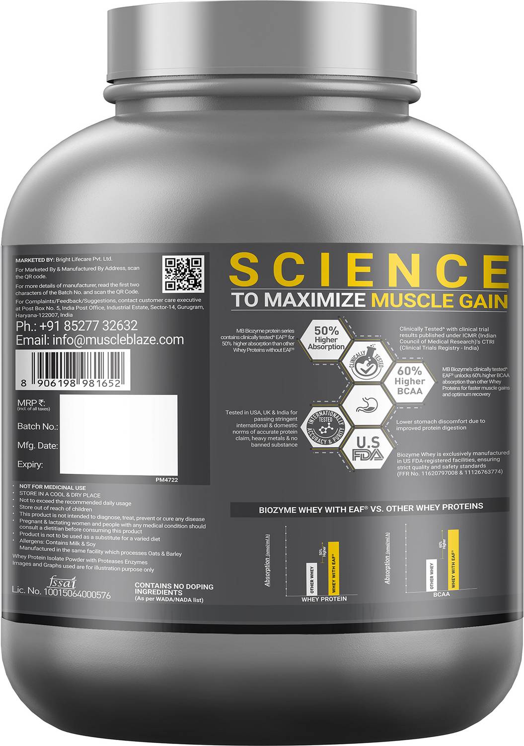 MUSCLEBLAZE Biozyme Iso-Zero 27g Whey Protein - Image 5