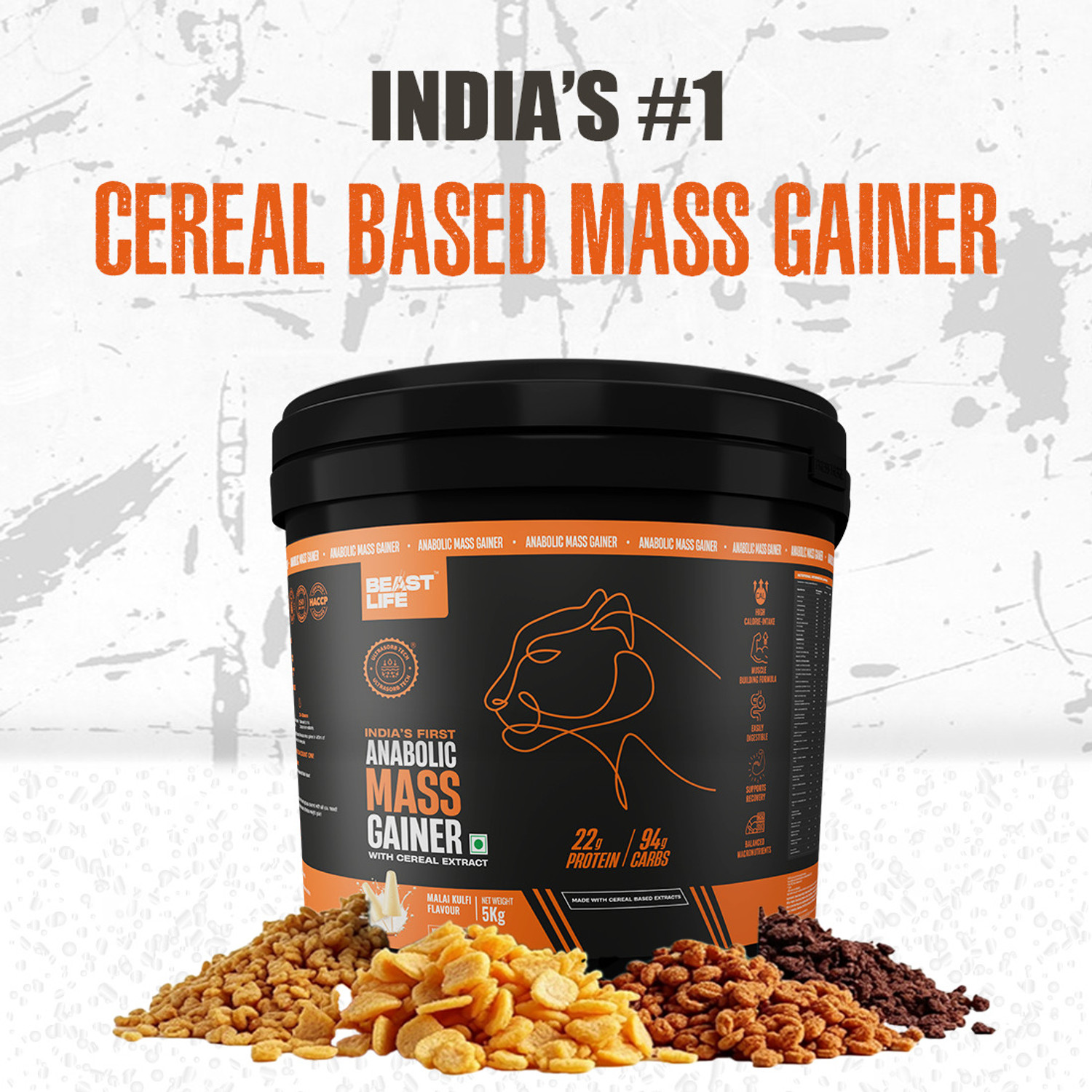 Image of BeastLife High Protein Weight Gainer - No Maltodextrin | Cereal Based Extract Weight Gainers /Mass Gainers